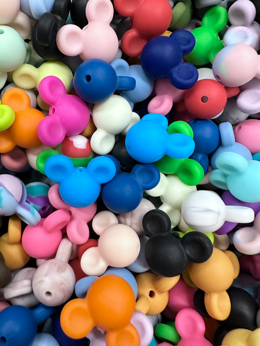 14mm Silicone Mouse Head Beads, Assorted Colors 5oz/5560 pcs Cali