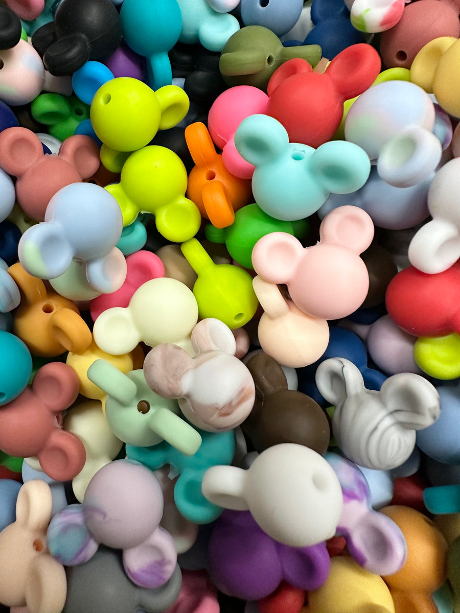 14mm Silicone Mouse Head Beads, Assorted Colors 5oz/5560 pcs Cali