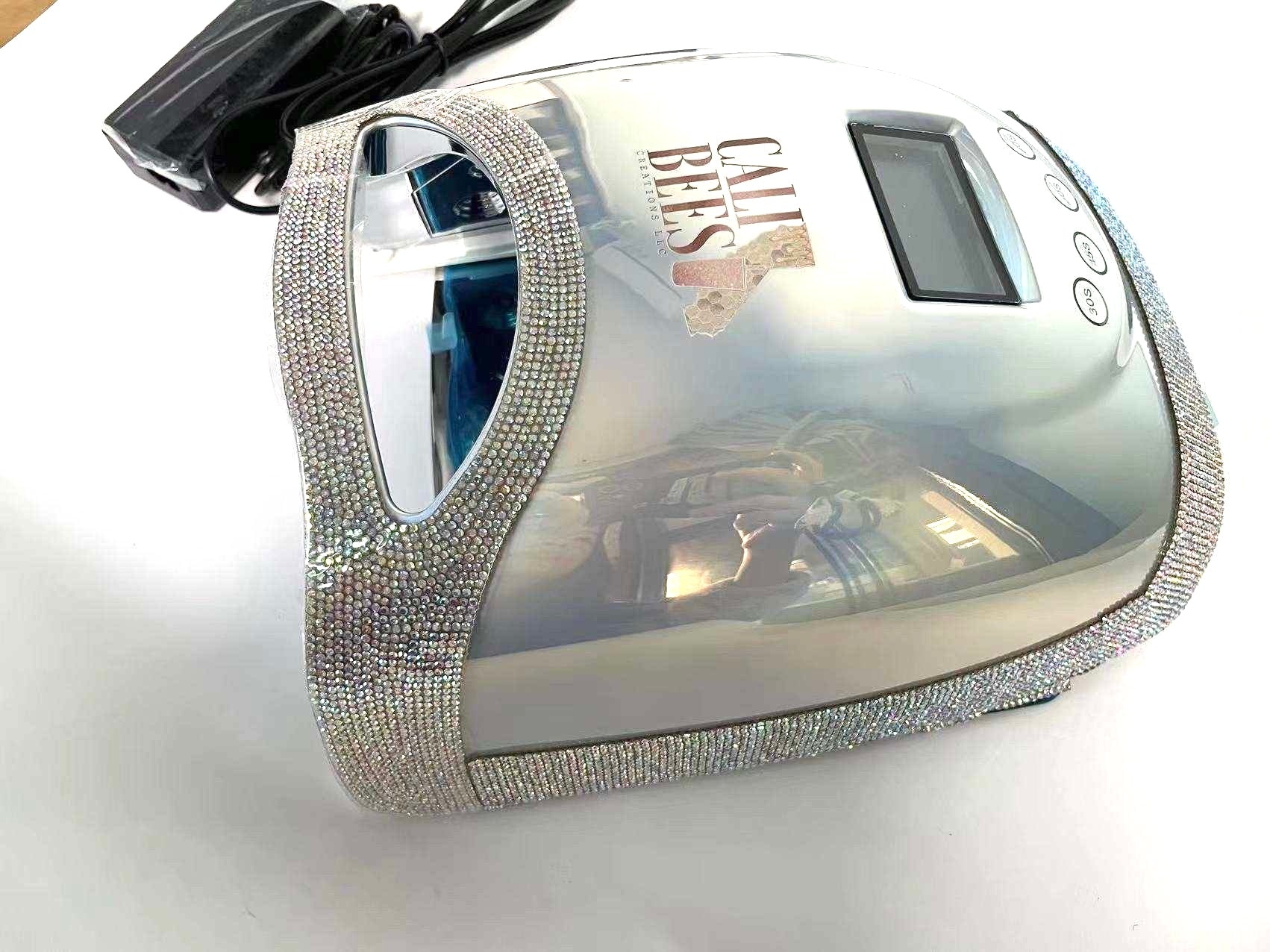 Cordless Rechargeable Pro LED UV Lamp, Holographic Silver Rhinestone