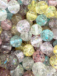 16mm Glitter Confetti Beads, Assorted Colors, 25 pcs
