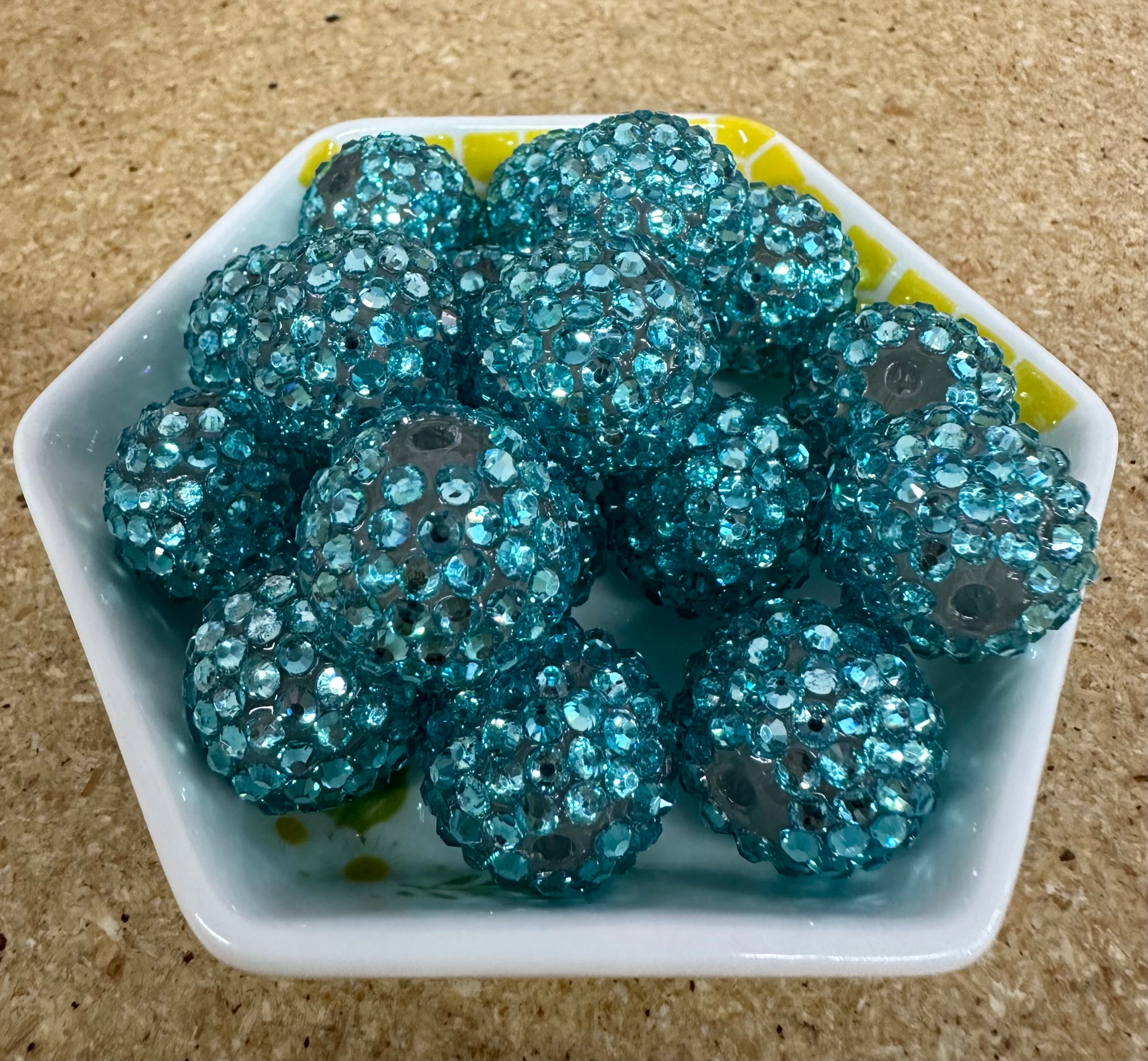 20mm Teal Rhinestone Beads, 50 pcs