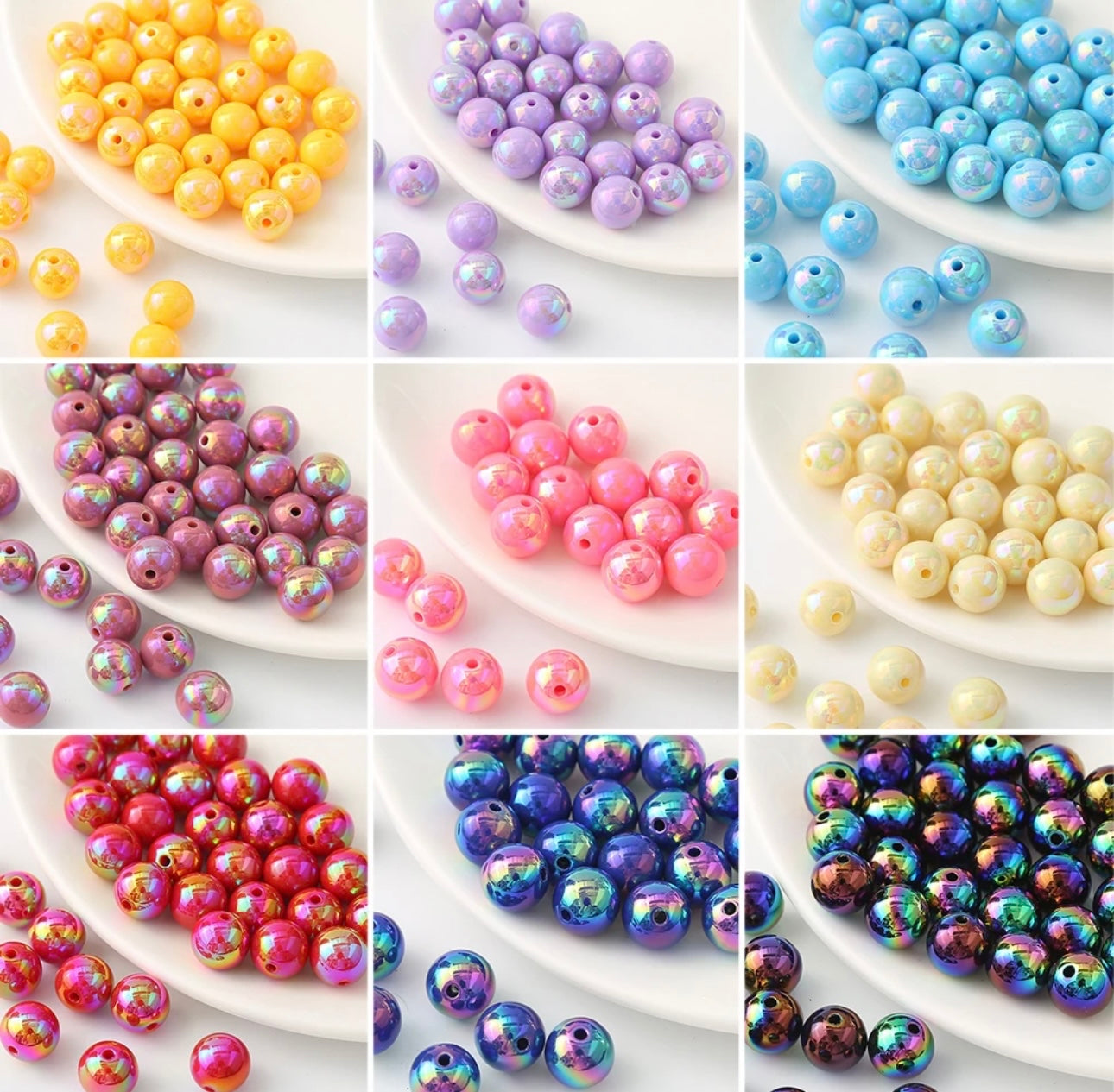 16mm Opaque Acrylic Beads W/AB Plating, Mutli-Color or Single Color, 50 pcs