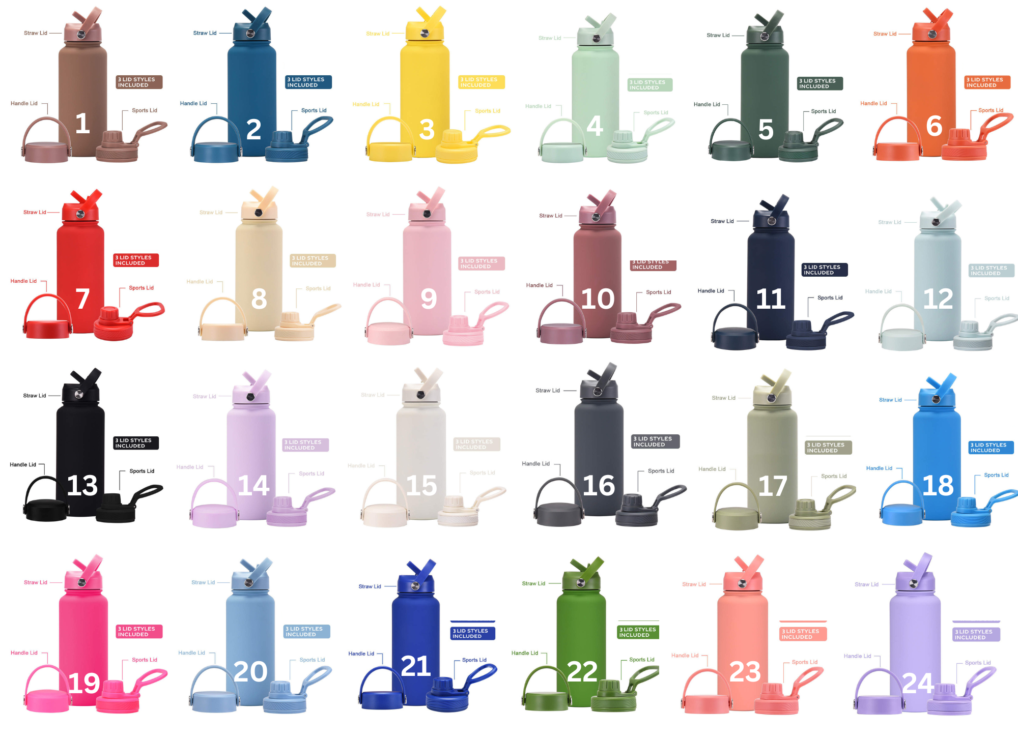 34 oz Insulated Stainless Steel Hydro Tumblers W/3 Lids