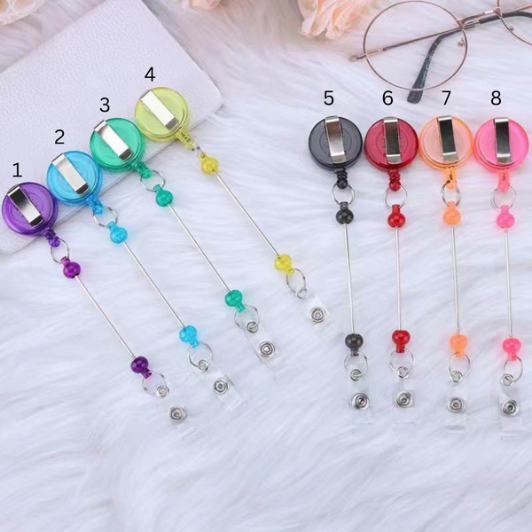 Blank Beadable Badge Reels, Assorted Colors