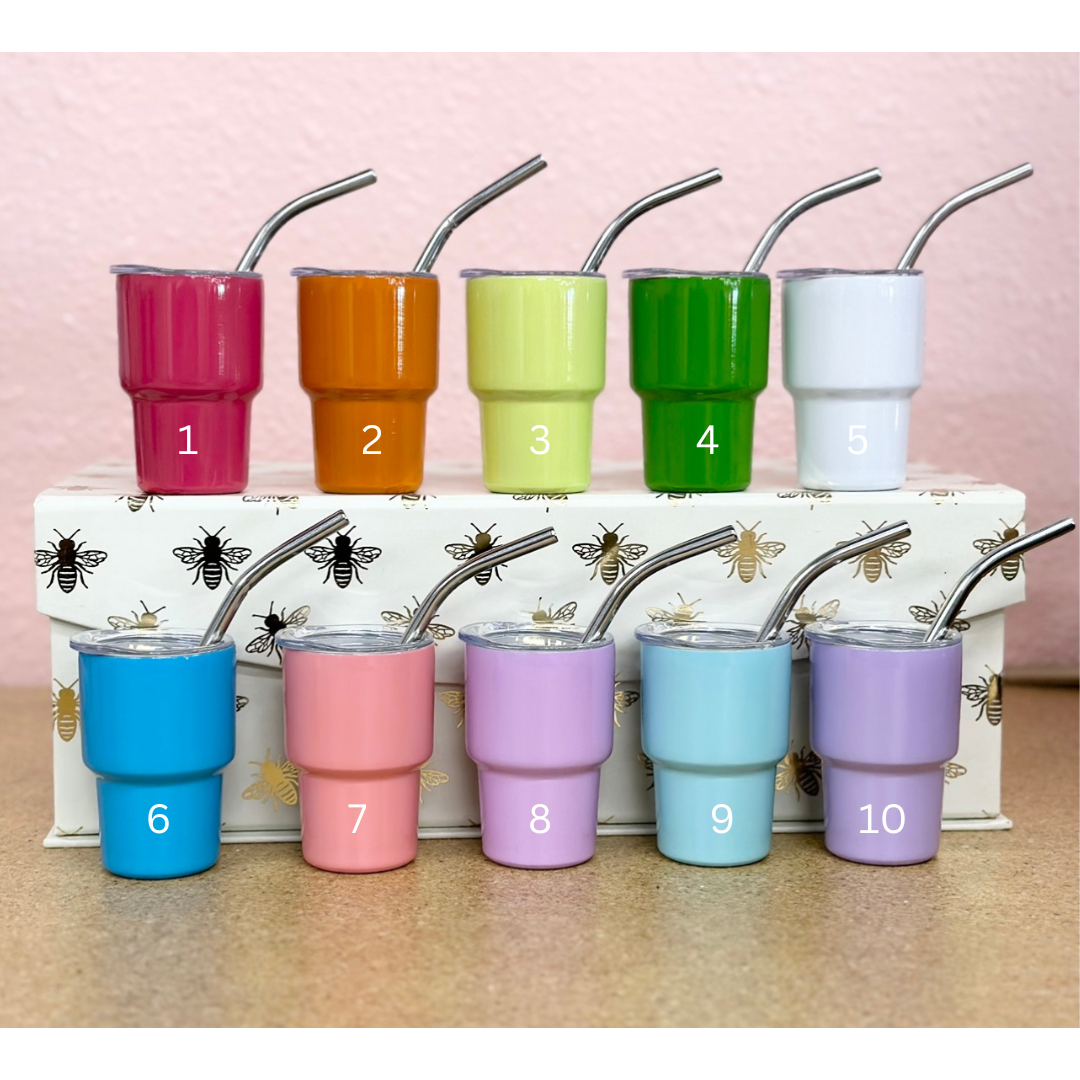 2 oz Stainless Steel Sublimation Mini Tumbler W/Lid & Straw  Cali Bees  Creations