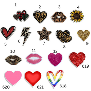 Flat Back Planar Resin Pieces, Leopard/Lips/Hearts