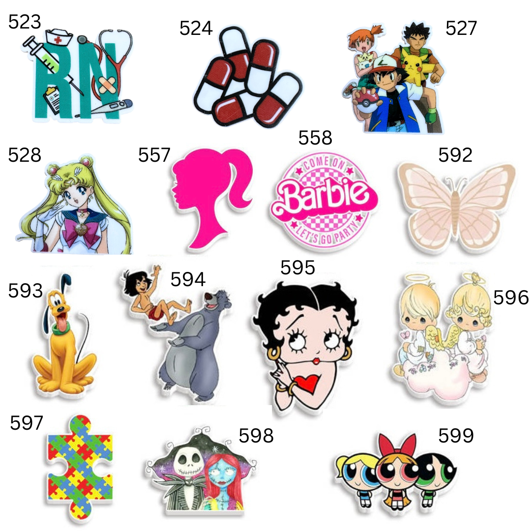 Flat Back Planar Resin Pieces, Misc.