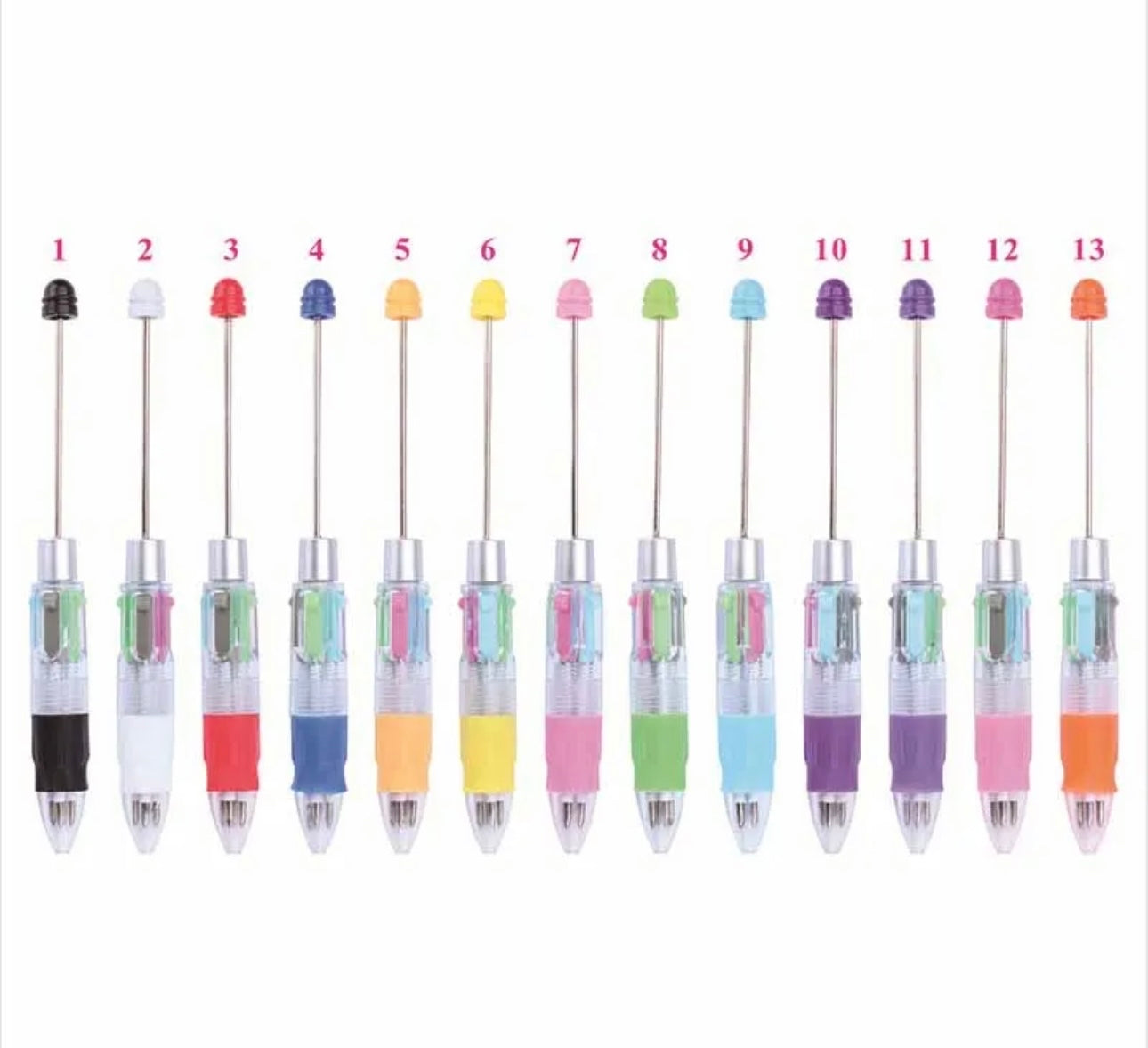 Blank DIY Four Color Beadable Pens, Assorted Colors