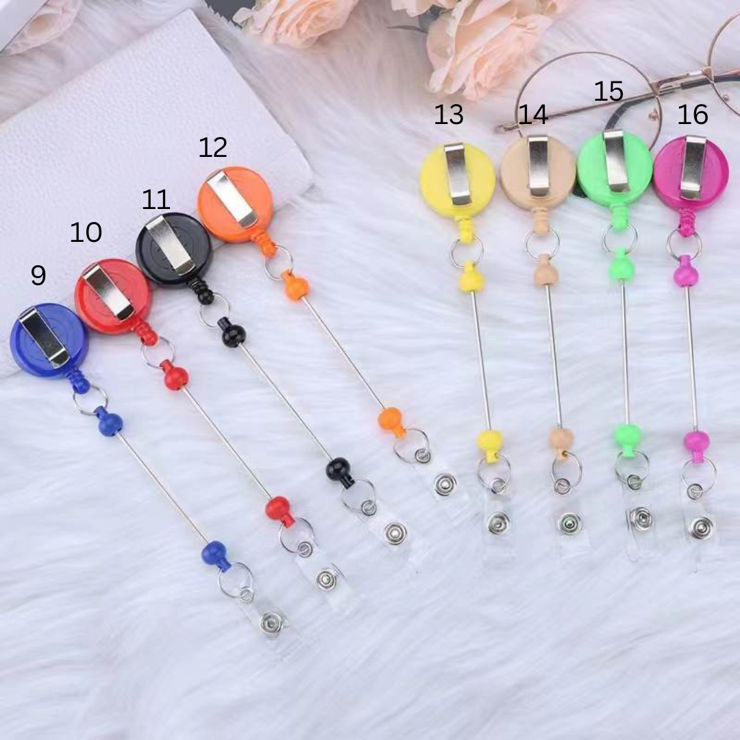 Blank Beadable Badge Reels, Assorted Colors