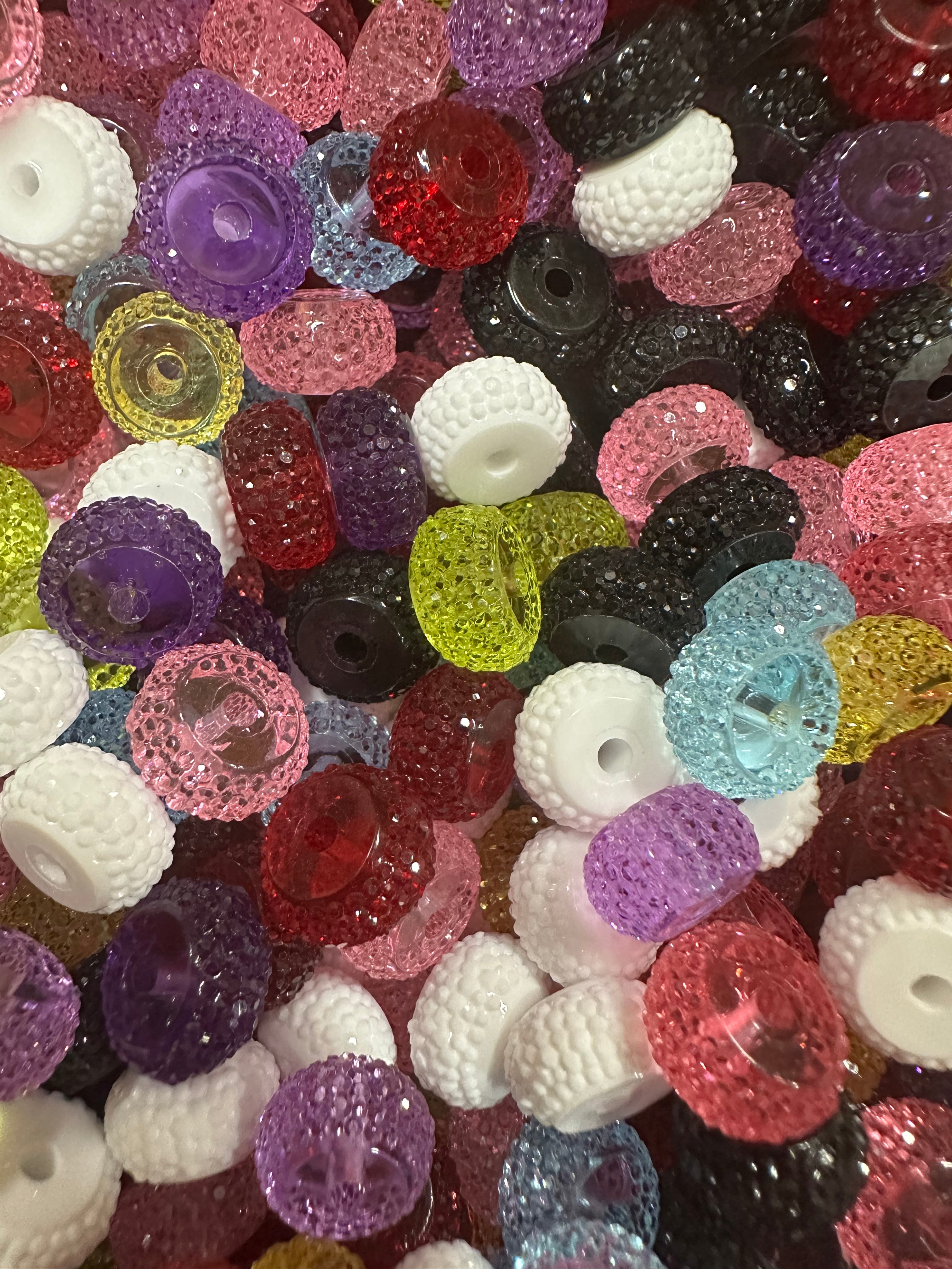 12mm Flat Rhinestone Multi Color Beads, 4oz by volume