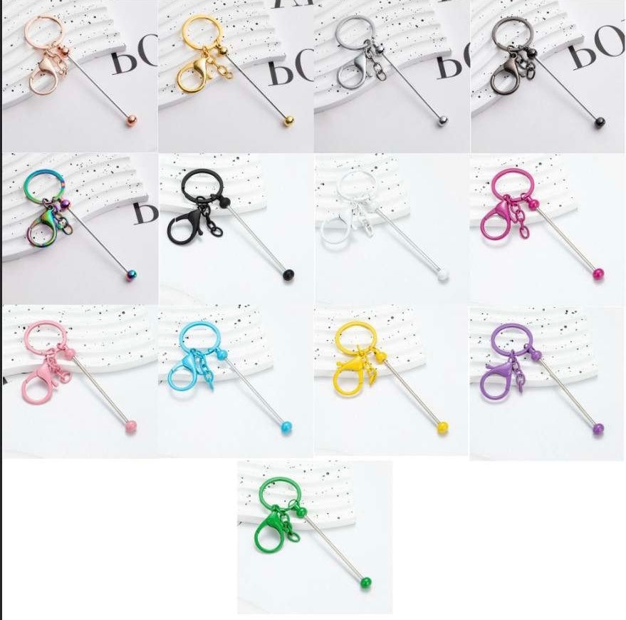 Blank DIY Bead Keychains, Assorted Colors
