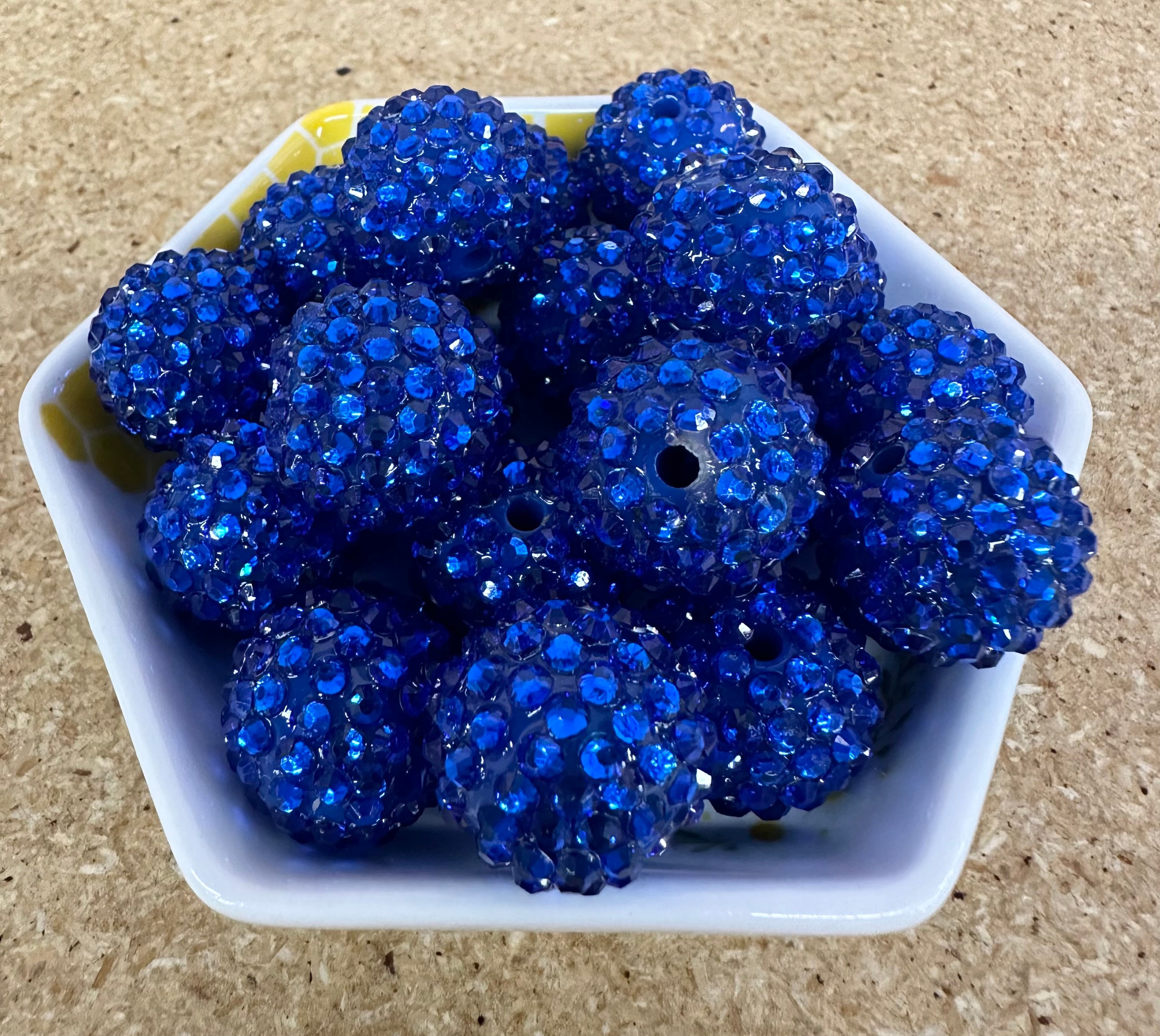 20mm Royal Blue Rhinestone Beads, 50 pcs