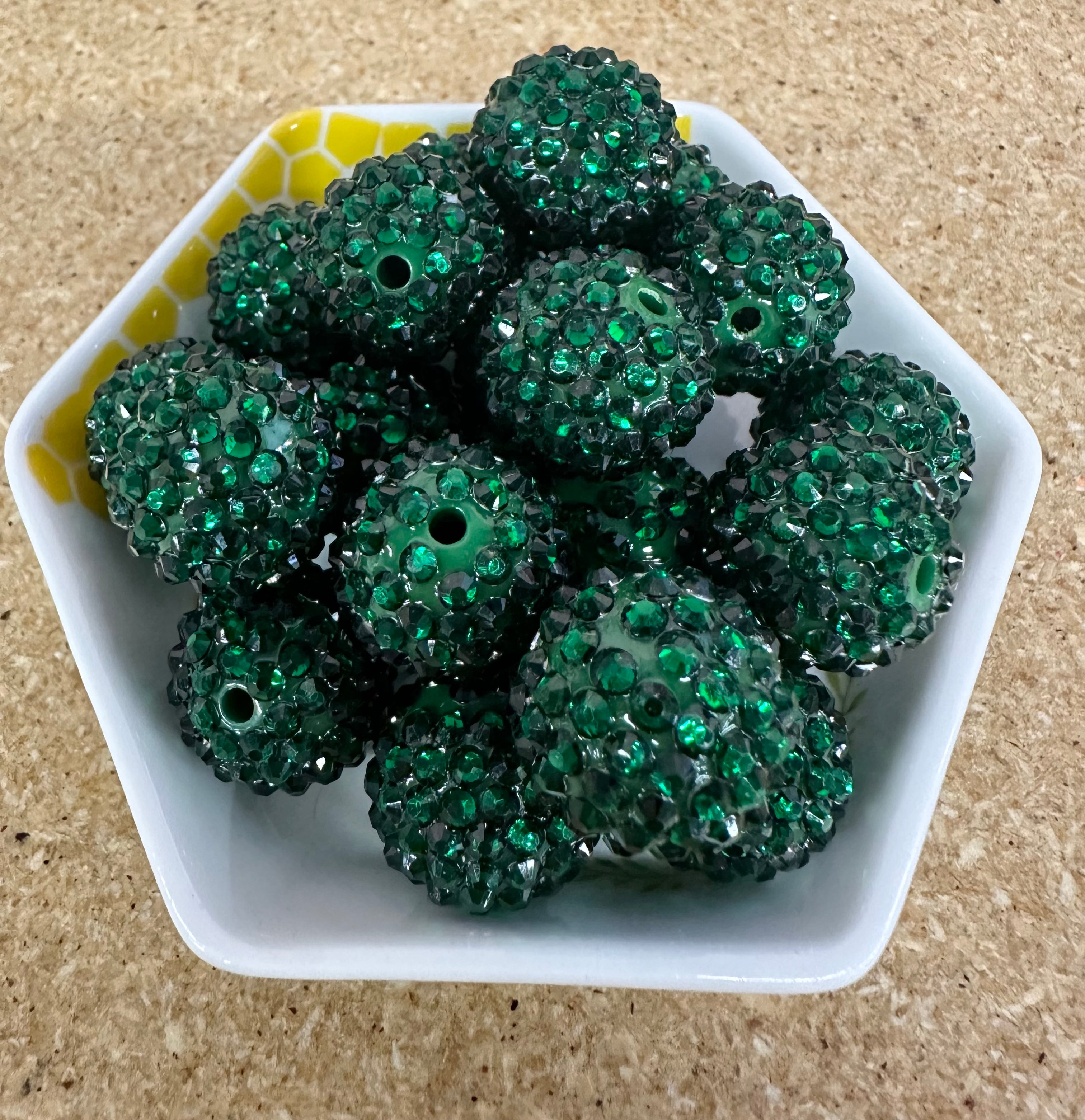 20mm Green Rhinestone Beads, 50 pcs