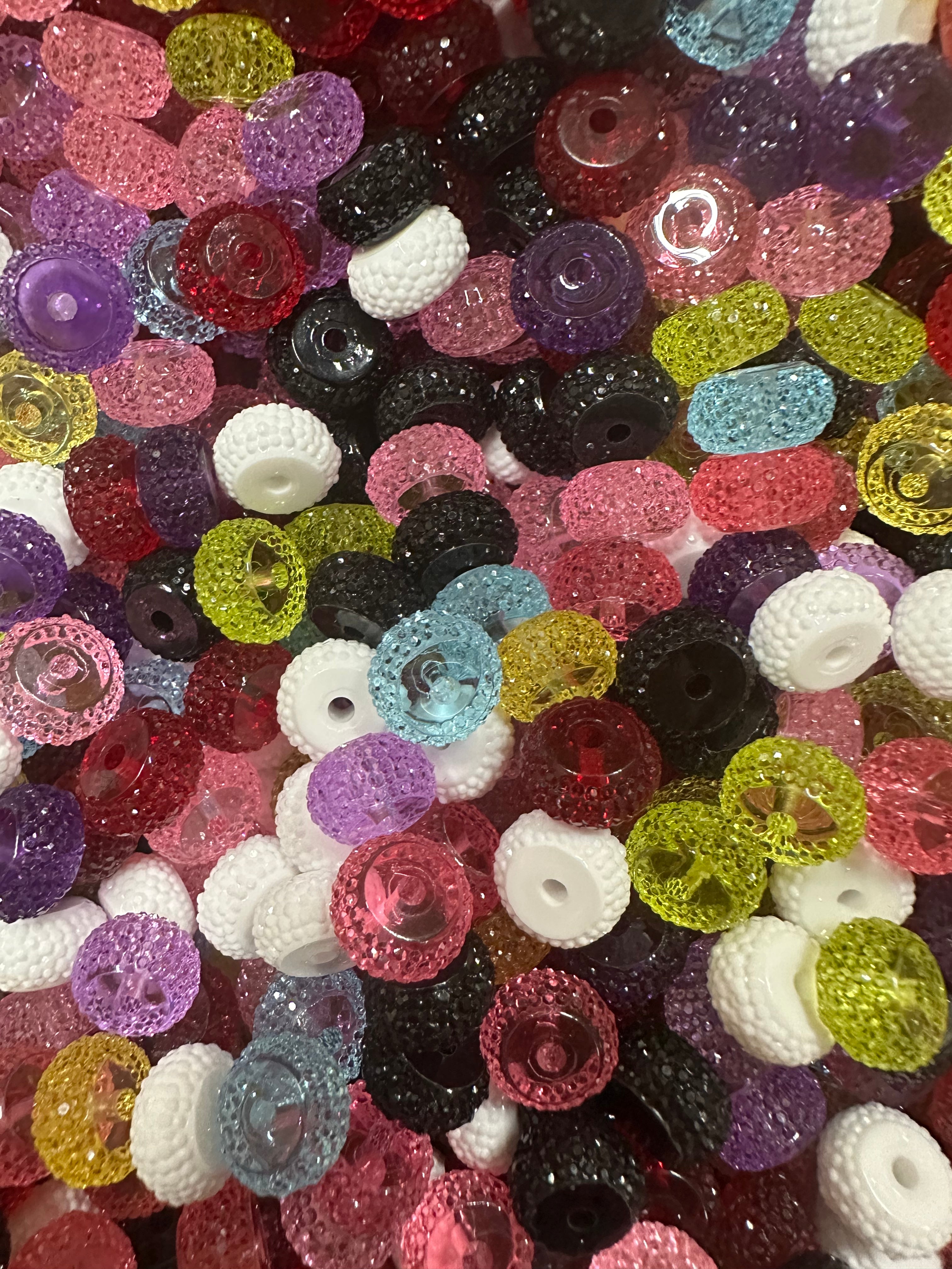 12mm Flat Rhinestone Multi Color Beads, 4oz by volume