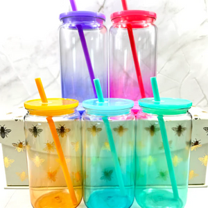 16 oz Ombre Acrylic Tumbler, Can Shape W/Acrylic Lid and Straw