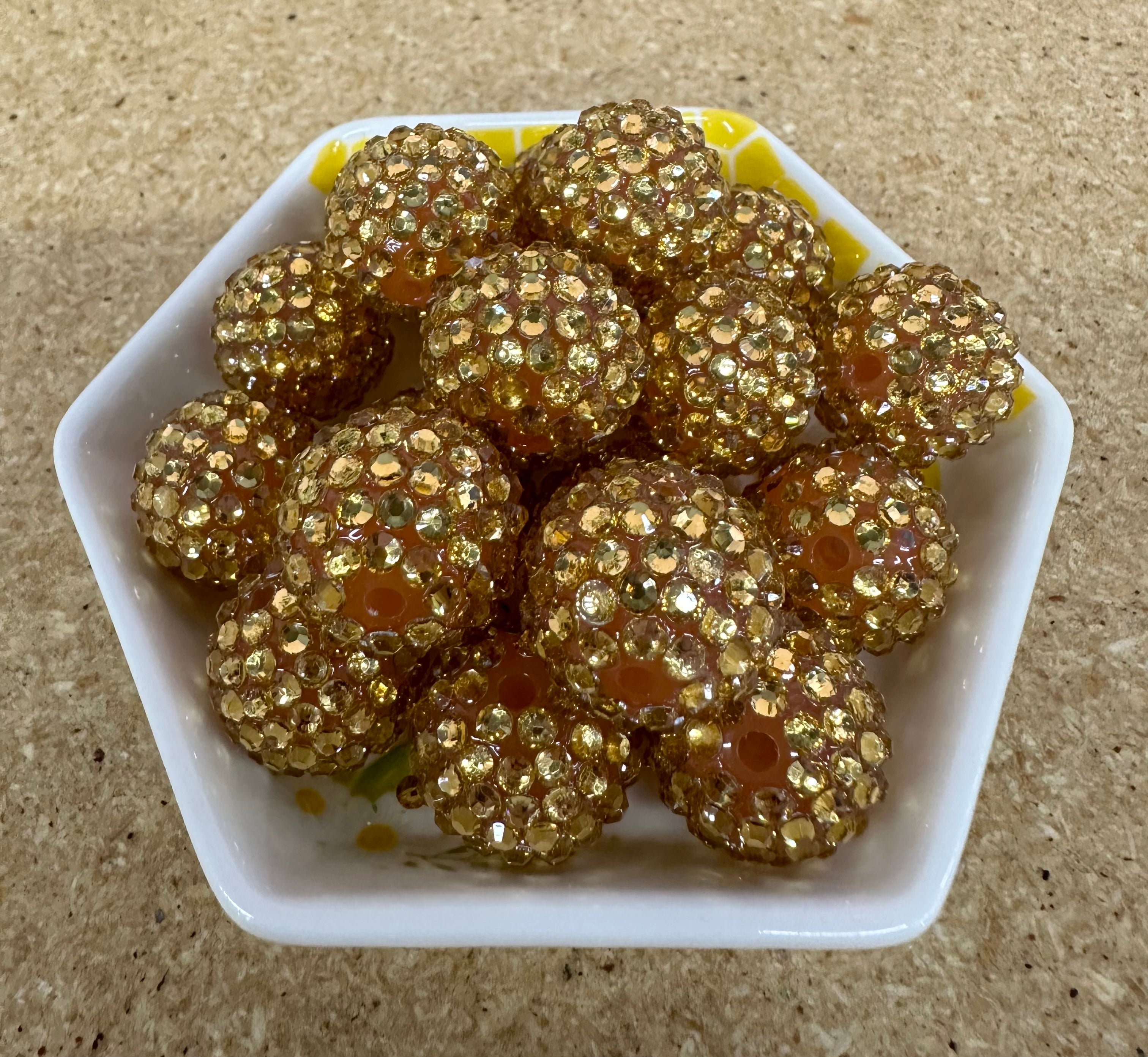 20mm Copper Rhinestone Beads, 50 pcs