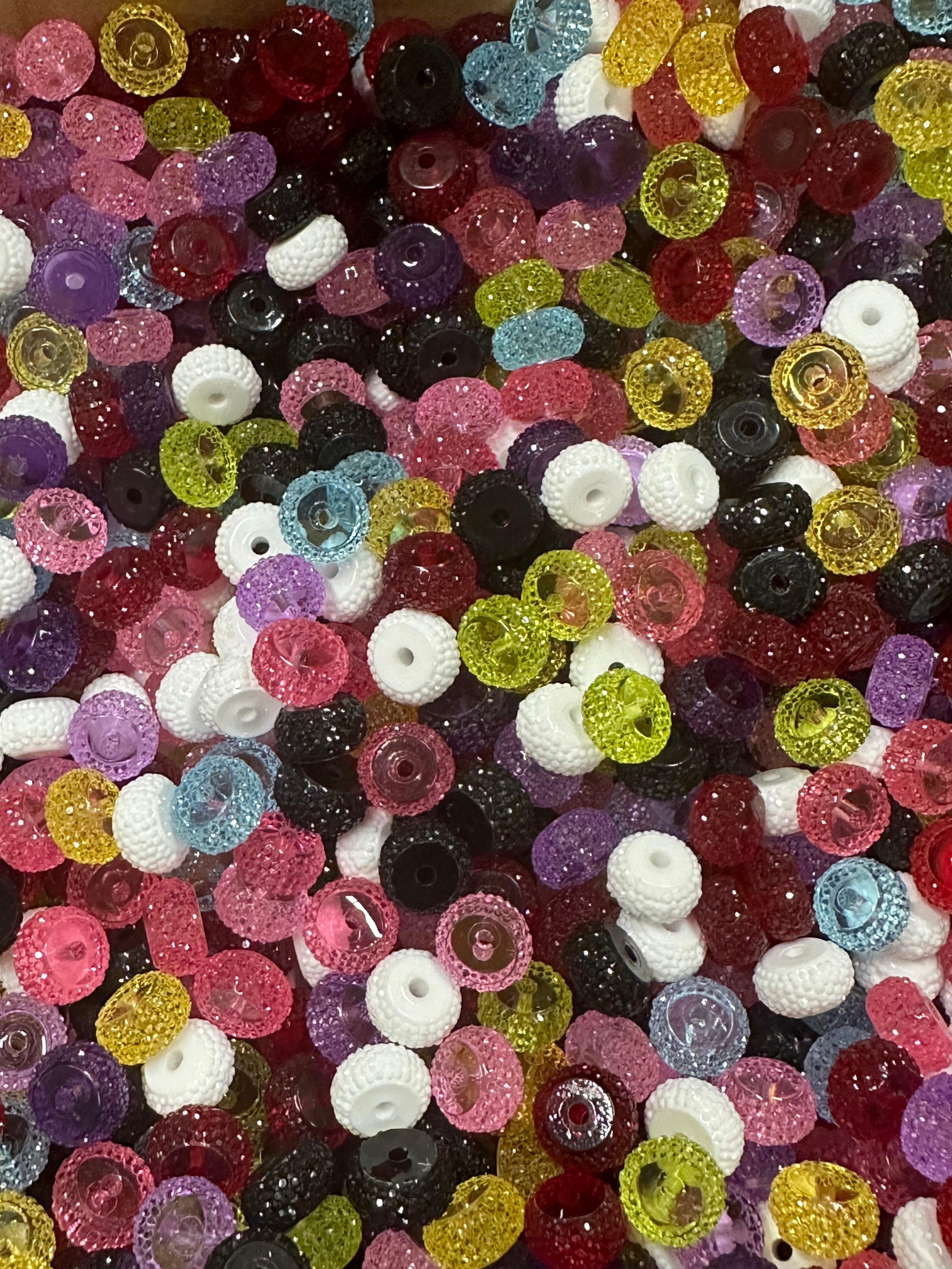 12mm Flat Rhinestone Multi Color Beads, 4oz by volume