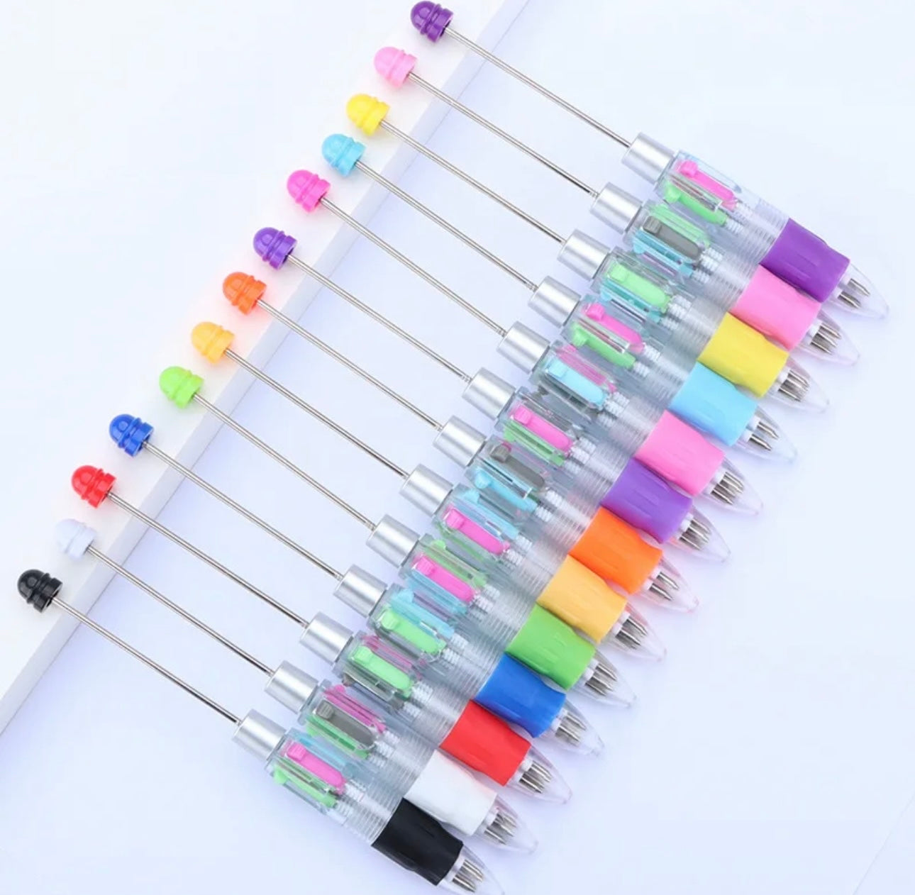 Blank DIY Four Color Beadable Pens, Assorted Colors