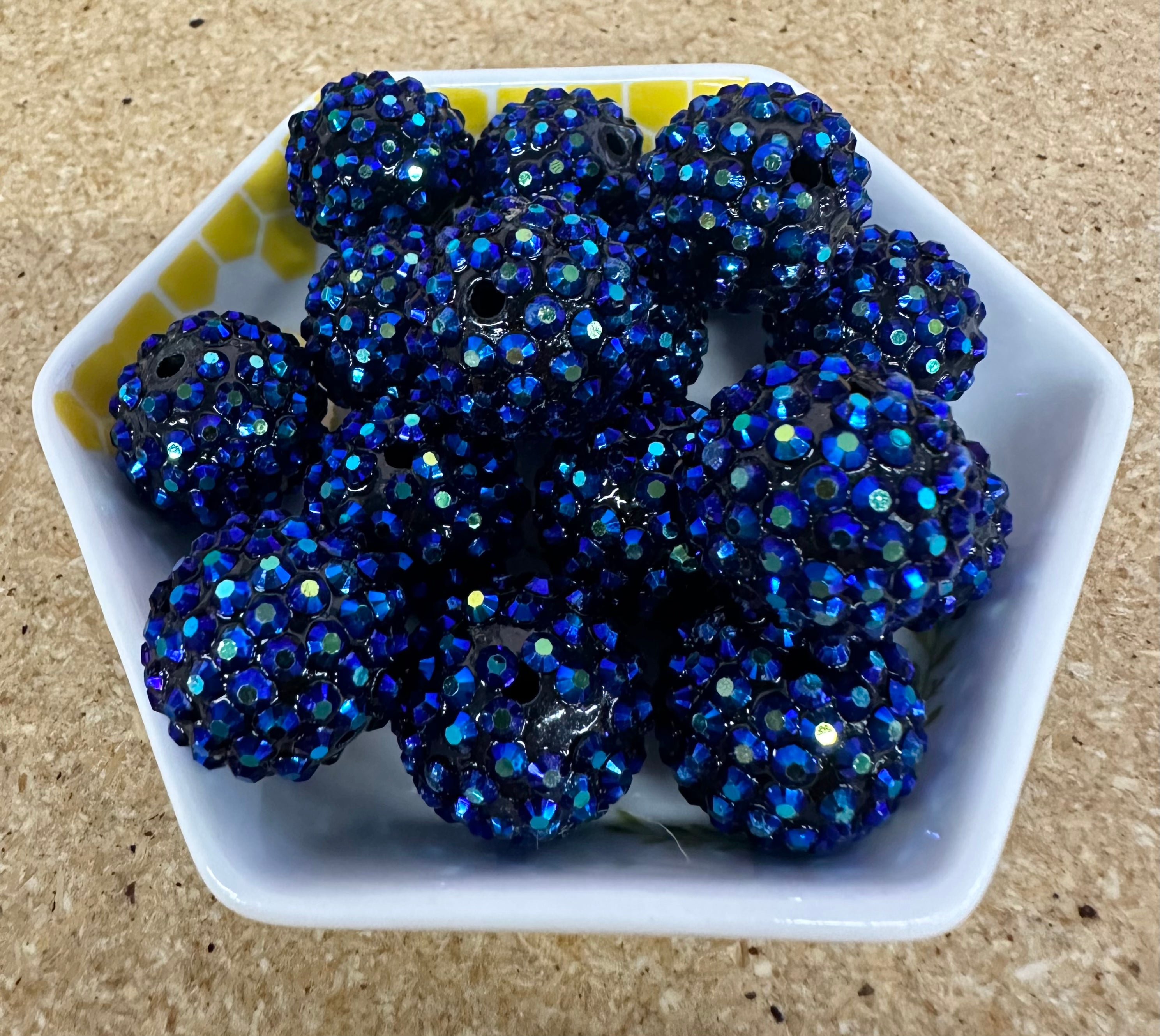 20mm Blue AB Rhinestone Beads, 50 pcs