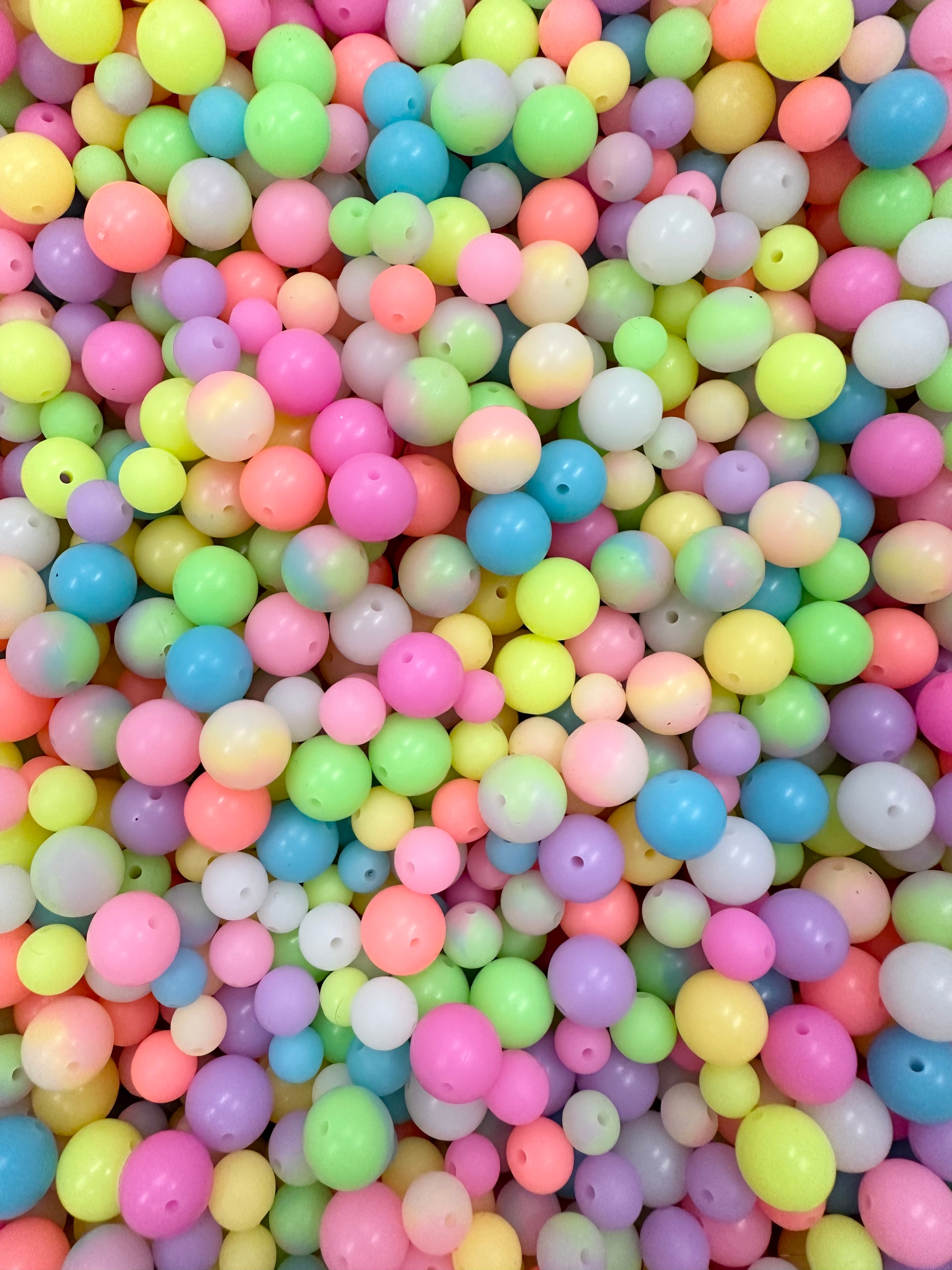 Glow In The Dark Silicone Beads, Assorted Colors