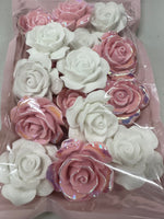 Load image into Gallery viewer, Resin Cabochon, Roses, Charms. White and Pink Roses
