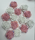 Load image into Gallery viewer, Resin Cabochon, Roses, Charms. White and Pink Roses
