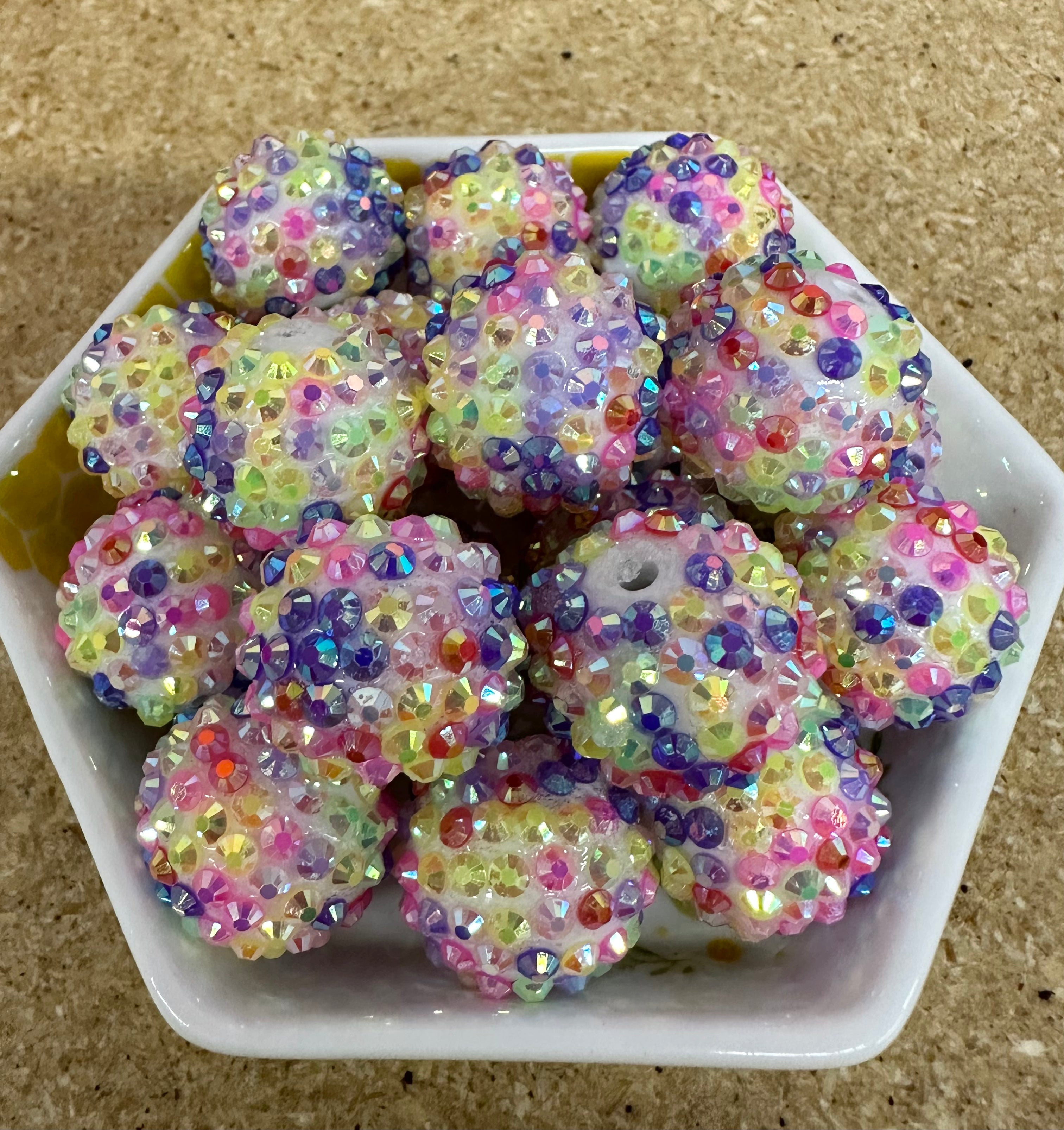 20mm Rainbow Rhinestone Beads, 50 pcs
