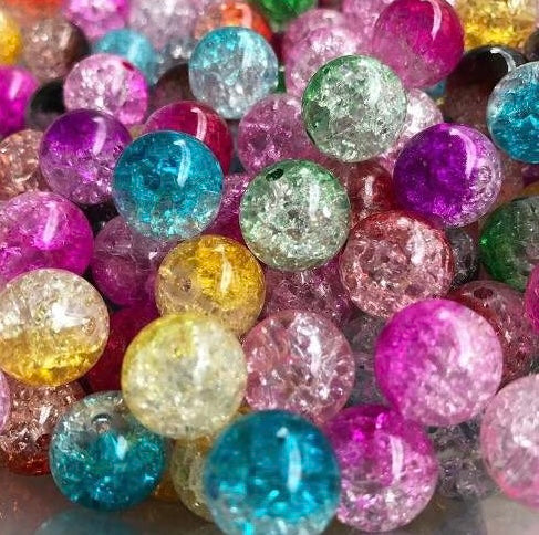 16mm Acrylic Crackle Beads, Assorted Colors