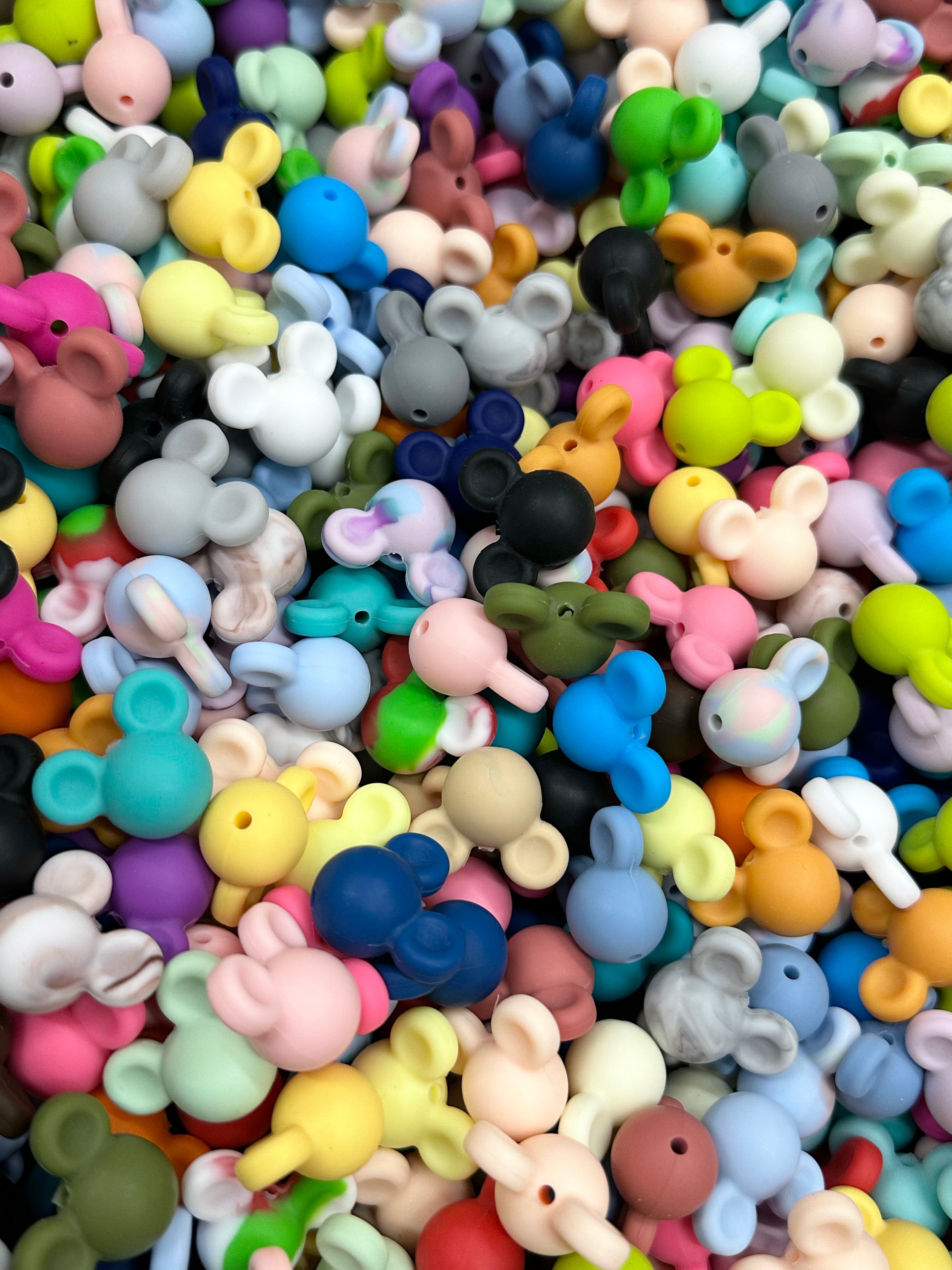 14mm Silicone Mouse Head Beads, Assorted Colors 5oz/5560 pcs Cali