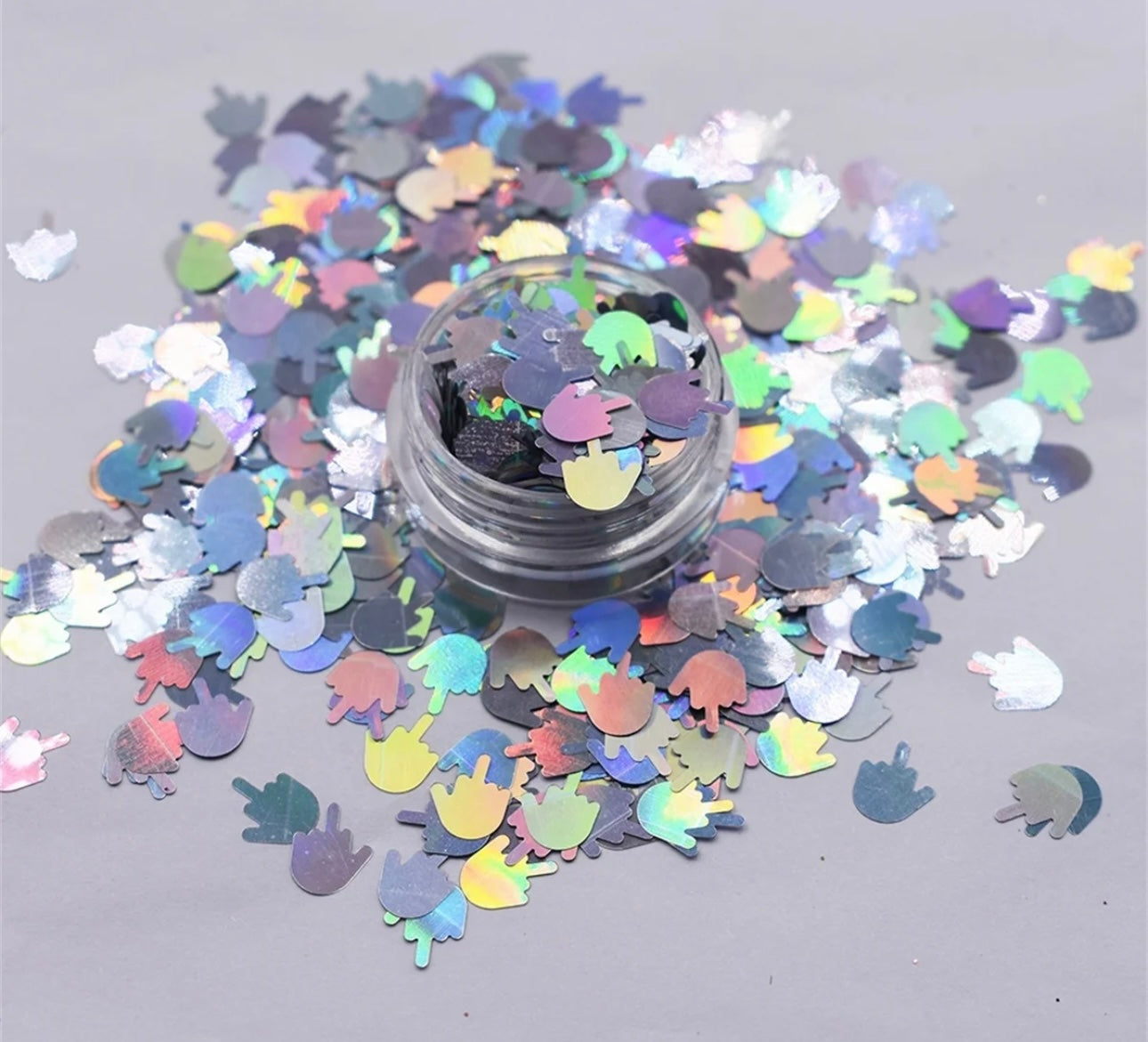 Shape Glitter, Holo Silver Fingers