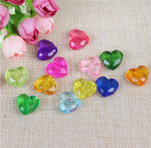 Multi Color Lollipop Heart Beads, 50 pieces
