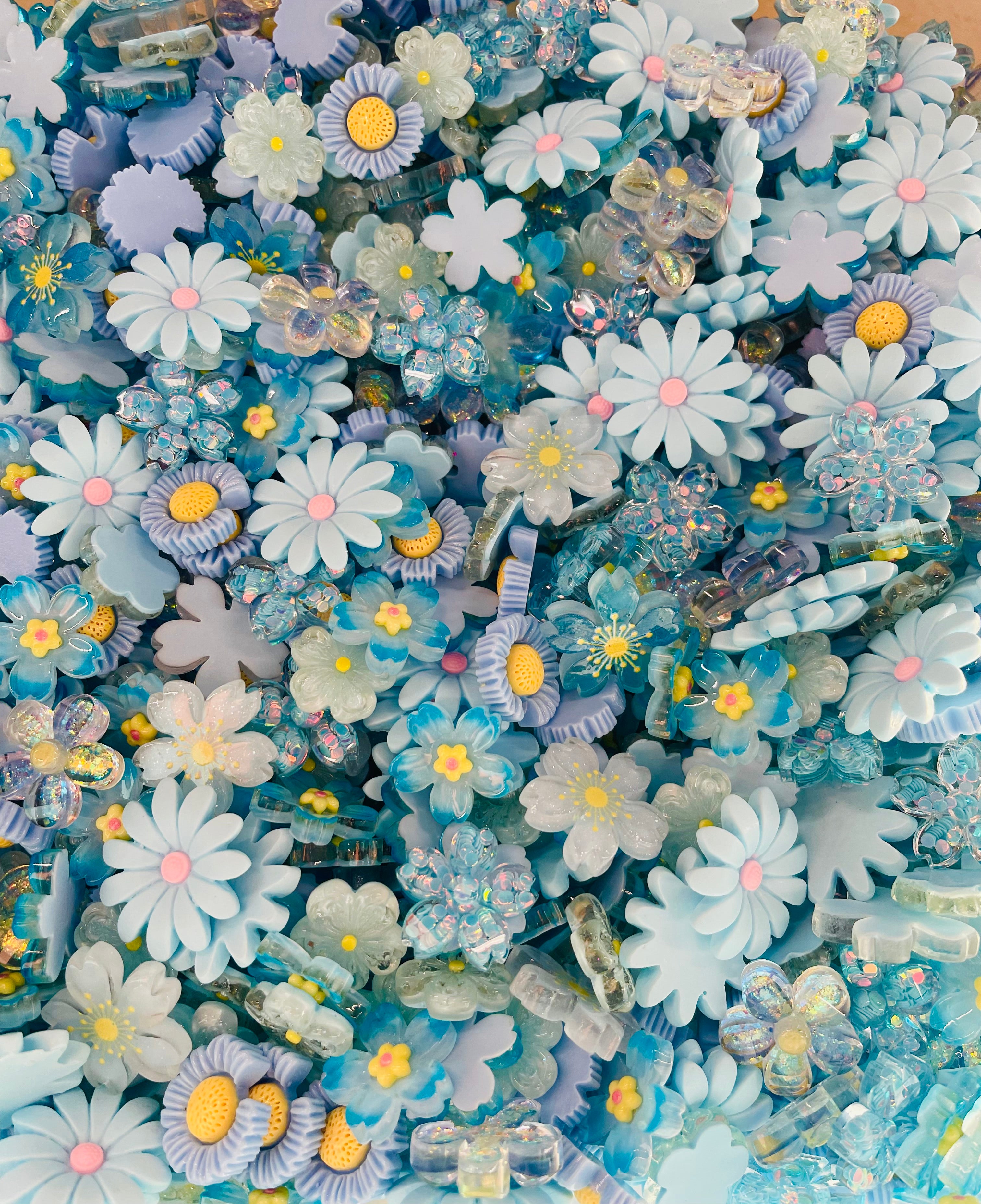 10/15/25 4:30 PM PST Flat Back Resin/Acrylic Flower And Charm Mixes, Assorted Colors