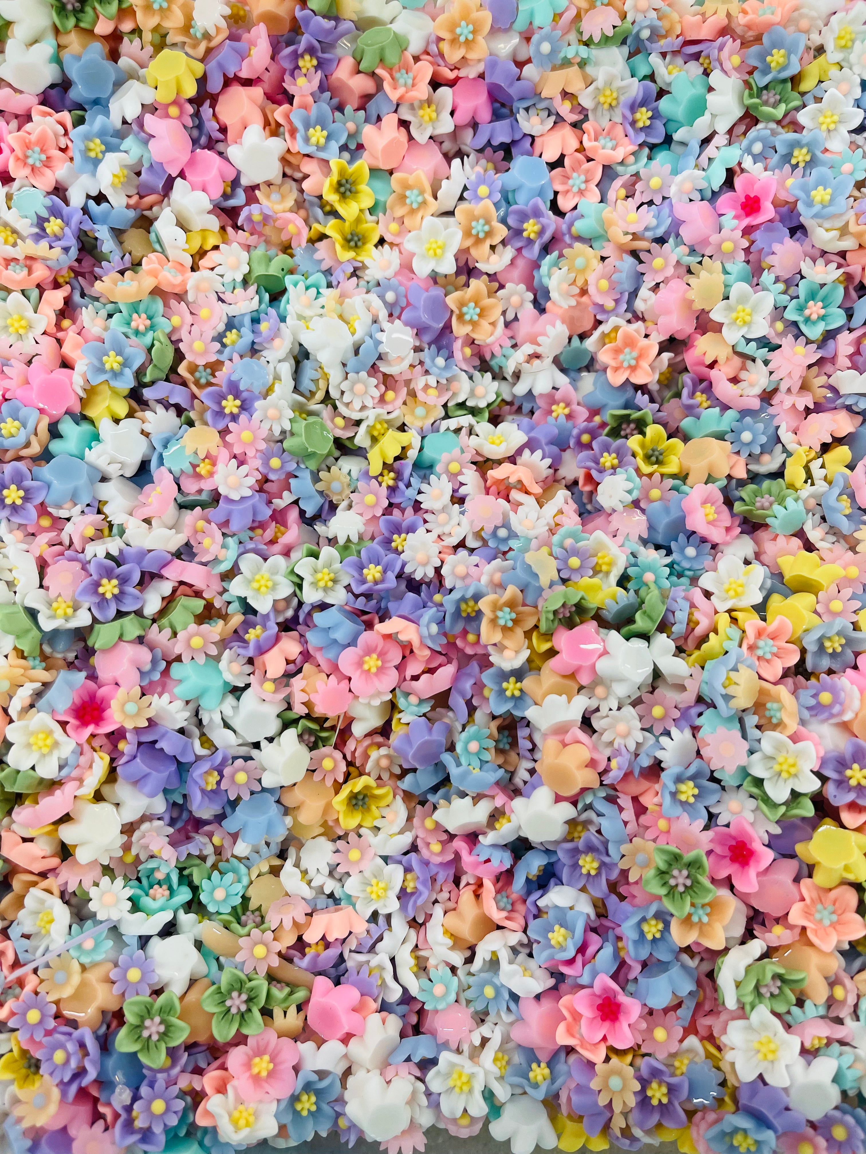10/15/25 4:30 PM PST Flat Back Resin/Acrylic Flower And Charm Mixes, Assorted Colors