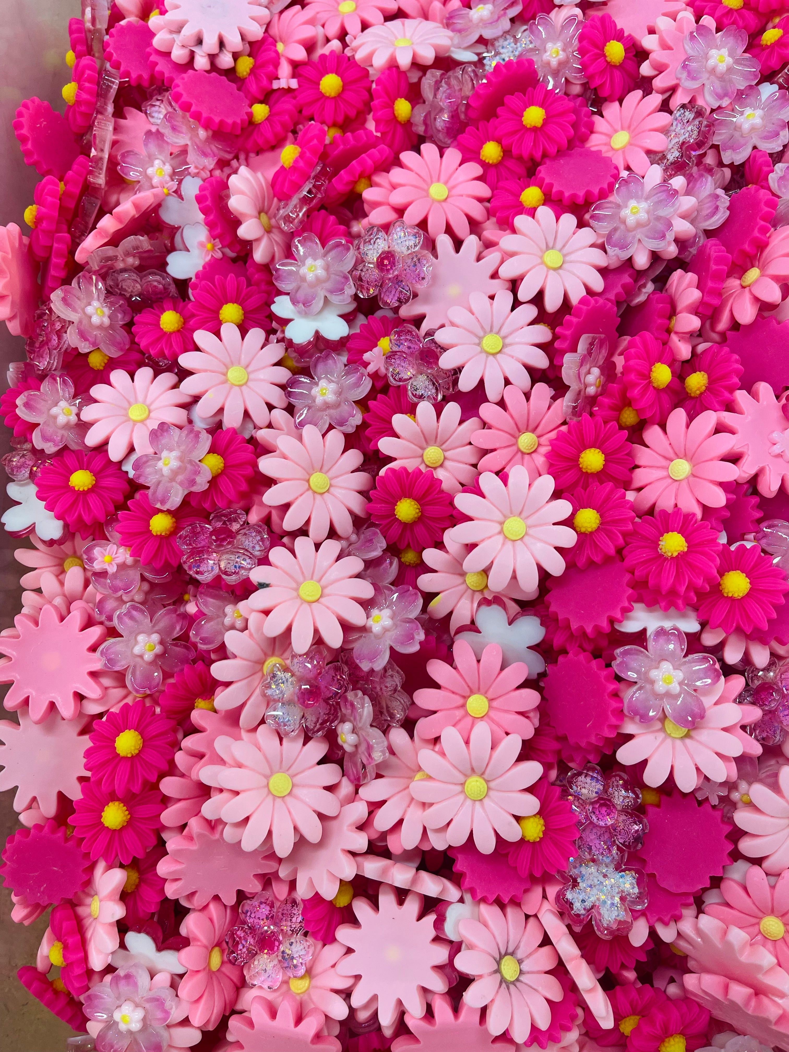 10/15/25 4:30 PM PST Flat Back Resin/Acrylic Flower And Charm Mixes, Assorted Colors