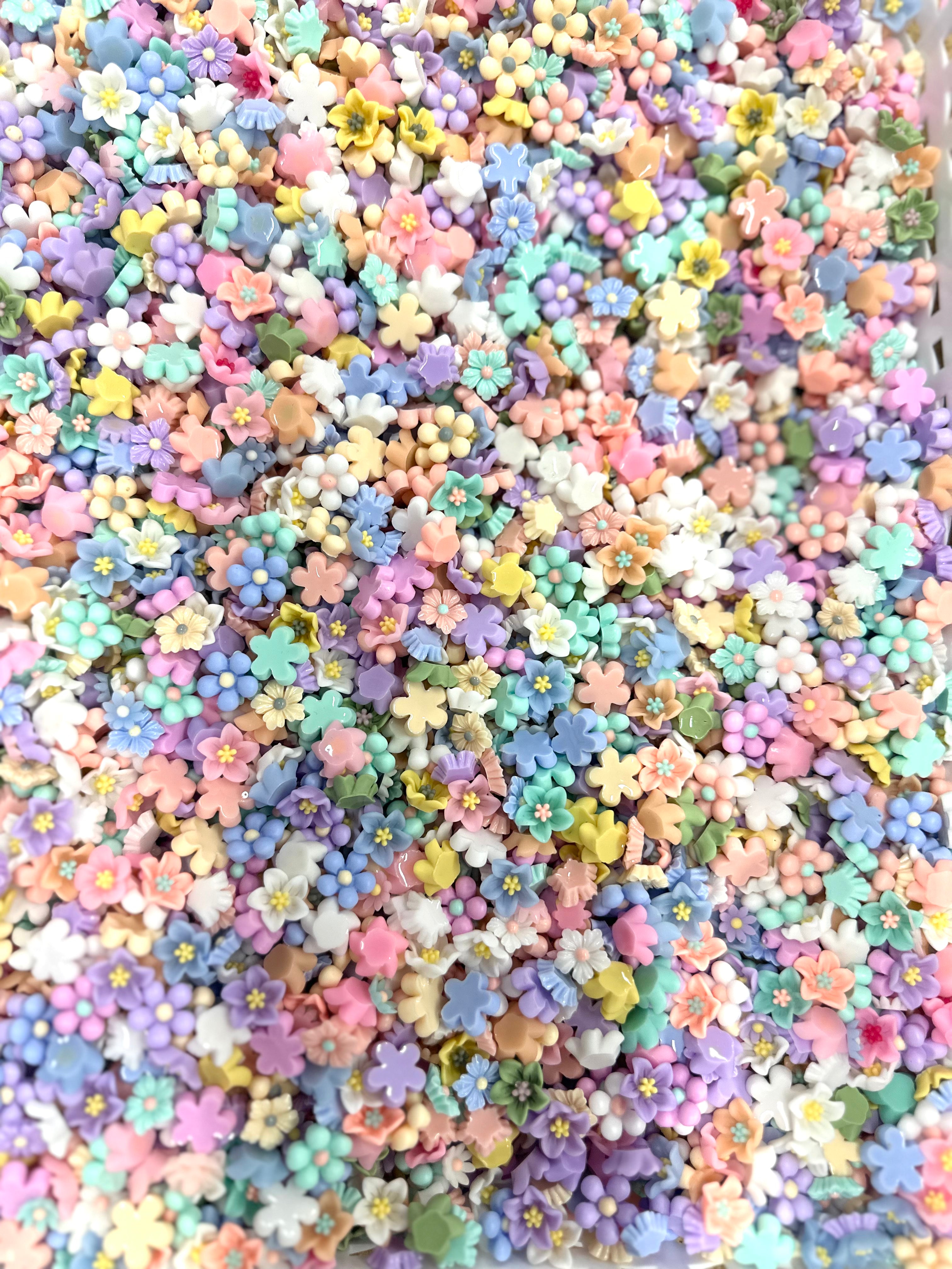 10/15/25 4:30 PM PST Flat Back Resin/Acrylic Flower And Charm Mixes, Assorted Colors