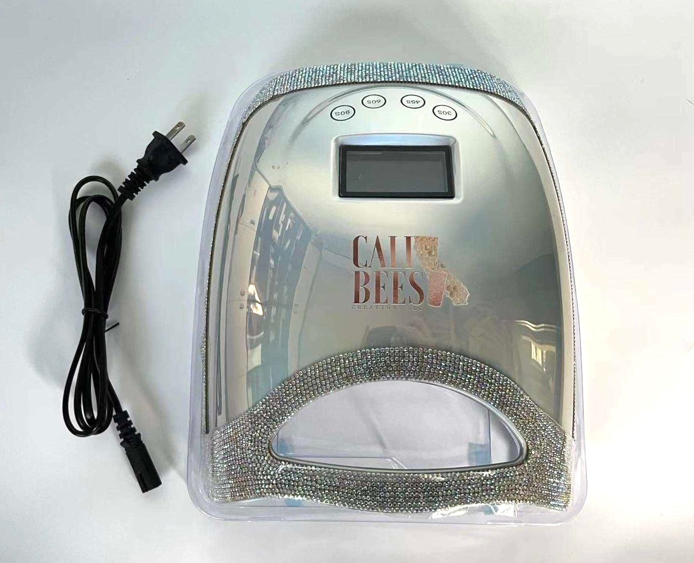 Cordless Rechargeable Pro LED UV Lamp, Holographic Silver Rhinestone