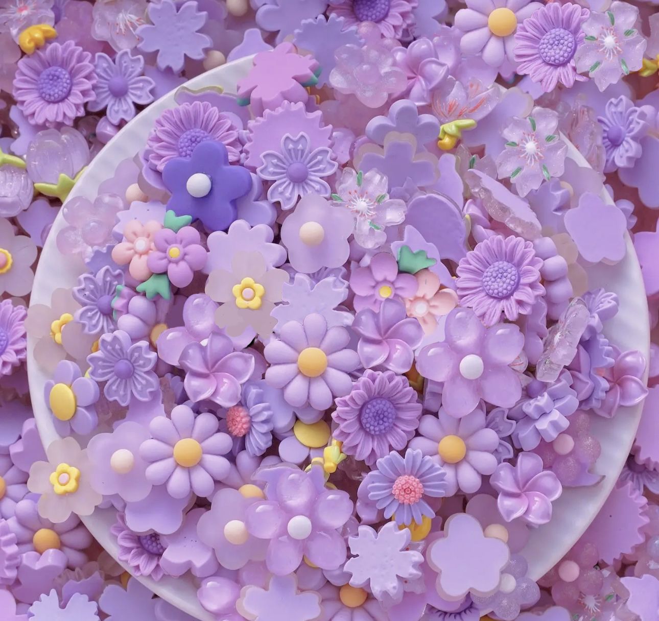 Flower Resin Charms, Assorted Colors