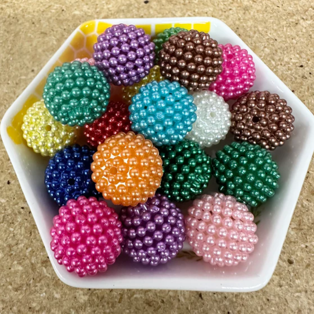 20mm Waxberry Beads, Assorted Colors, 50 pcs