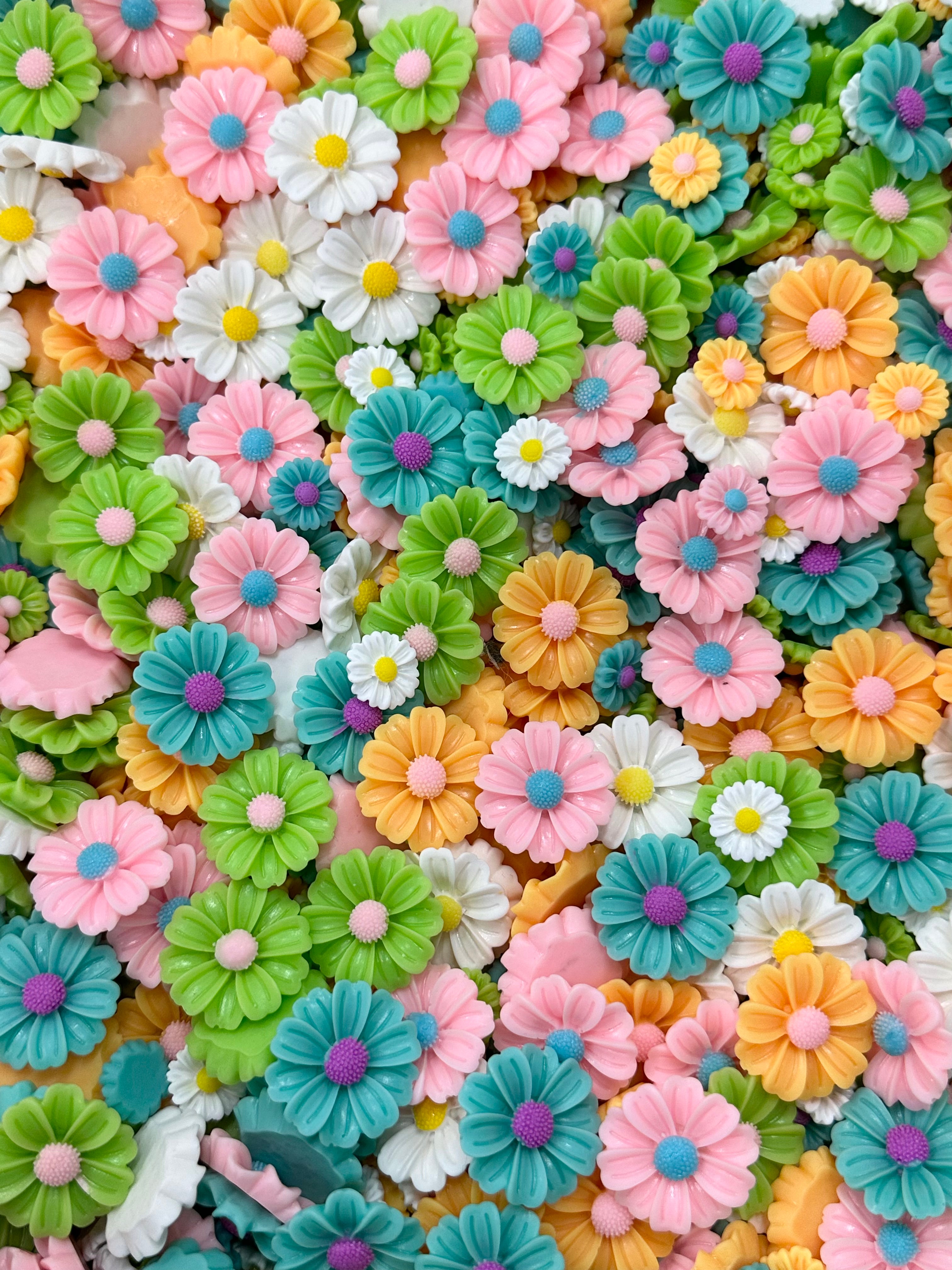 Resin Flat Back Flowers, New Mix #4, Assorted Colors