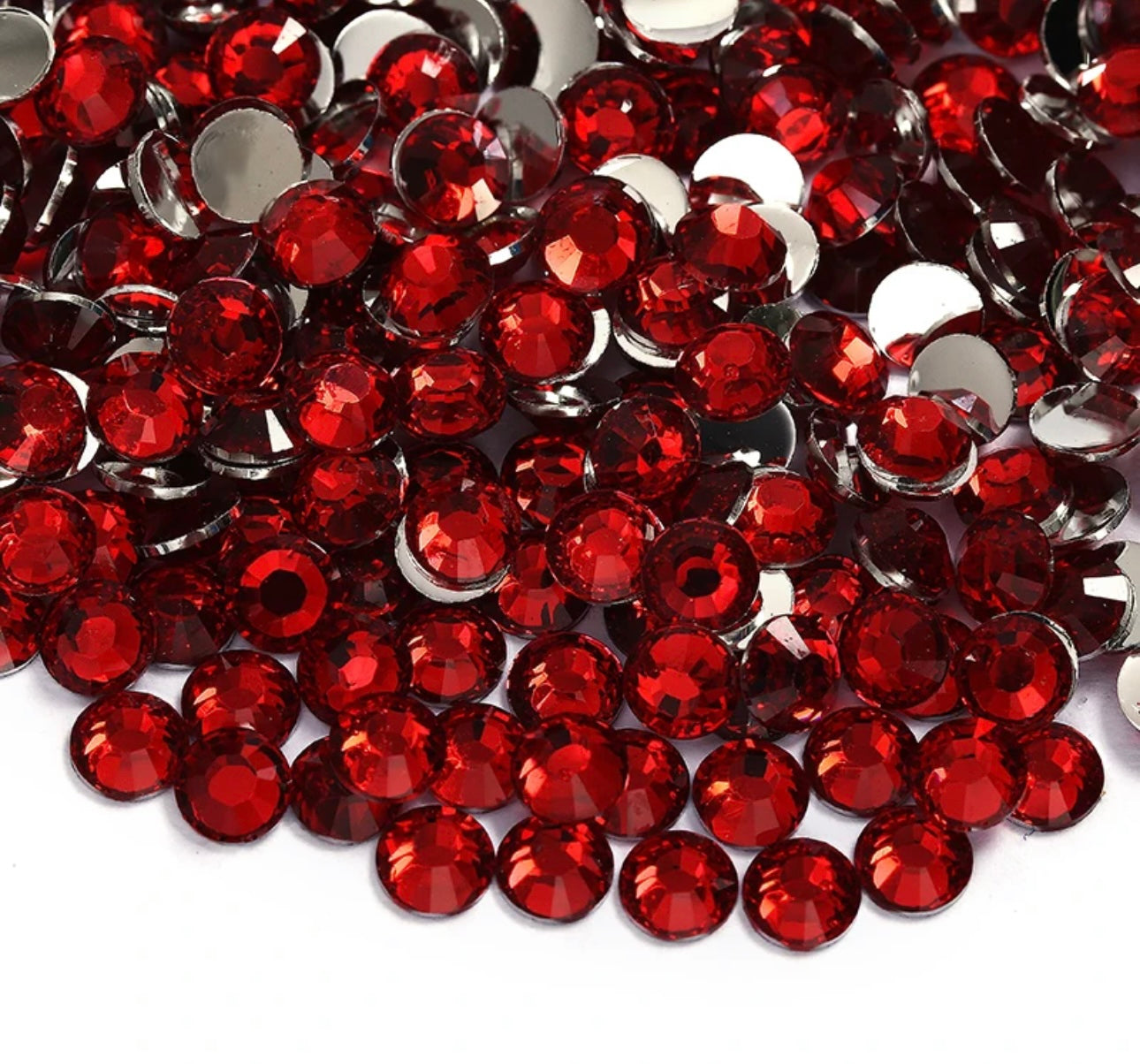 Resin Rhinestones, Sun Red Silver Back