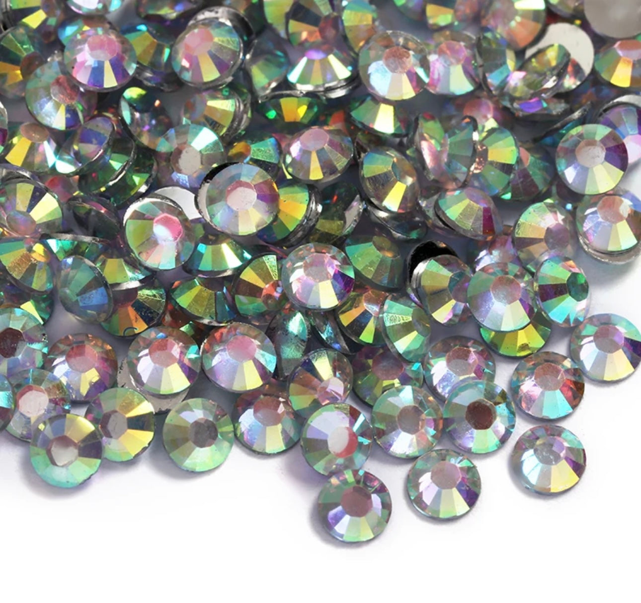 Resin Rhinestones, Crystal AB Silver Back