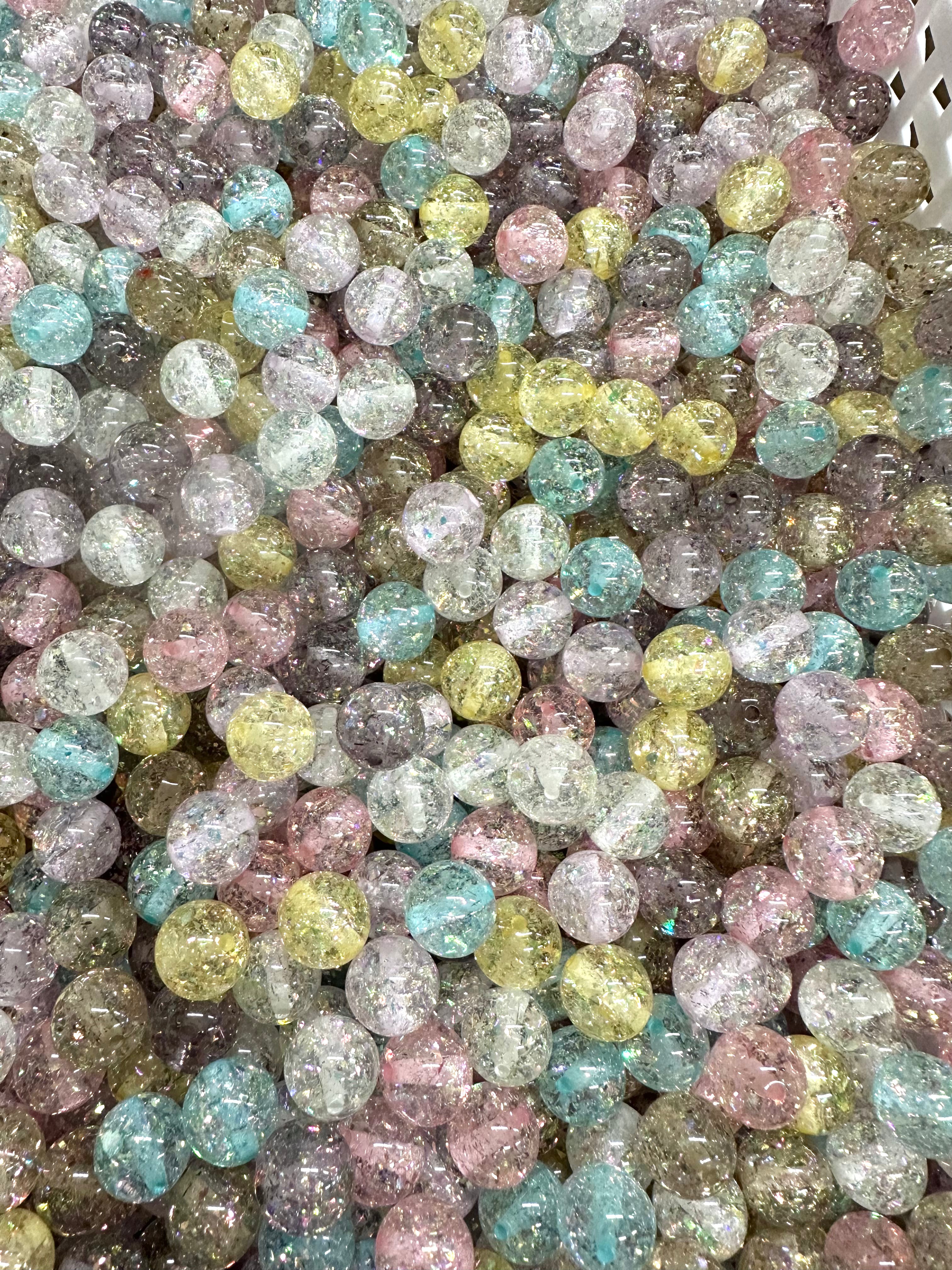16mm Glitter Confetti Beads, Assorted Colors, 25 pcs