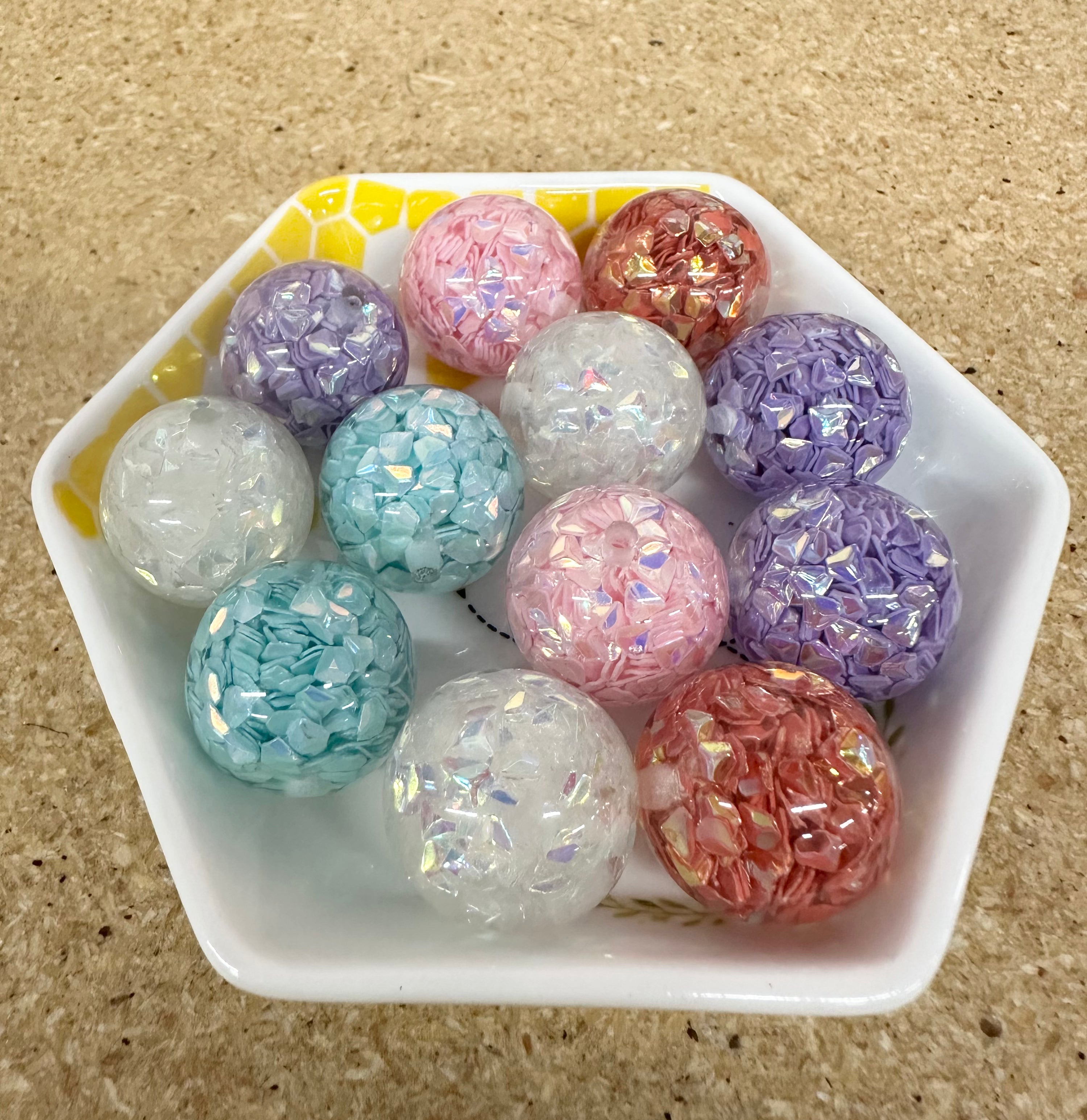 20mm Chunky Resin Beads, Assorted Colors, 25 pcs