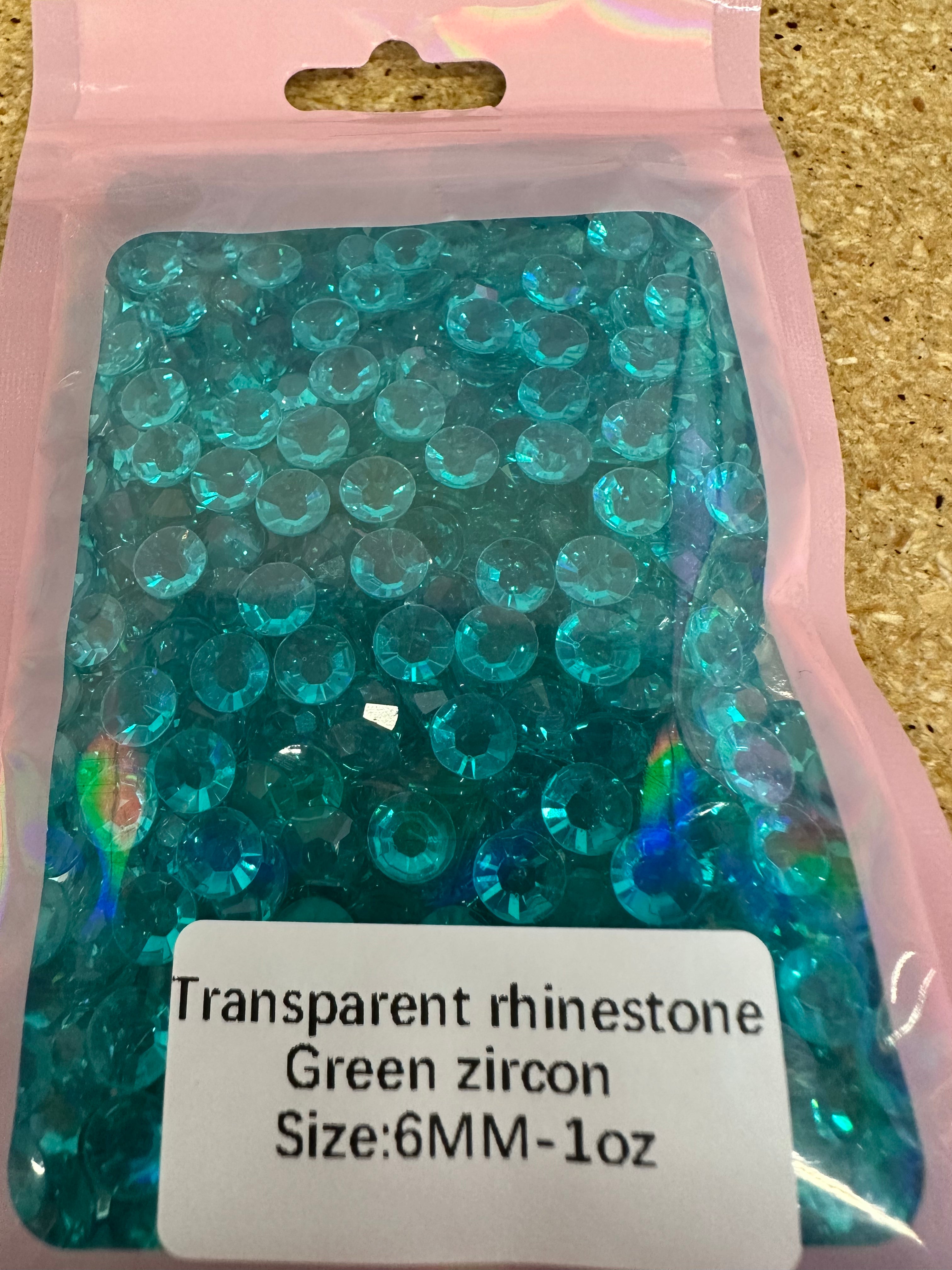 Resin Rhinestones, Green Zircon Transparent
