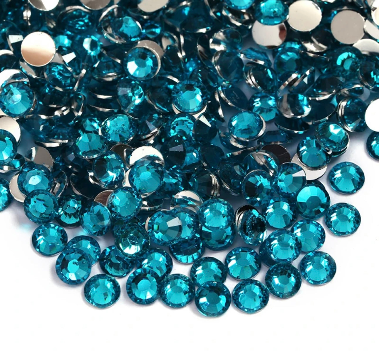 Resin Rhinestones, Blue Zircon Silver Back