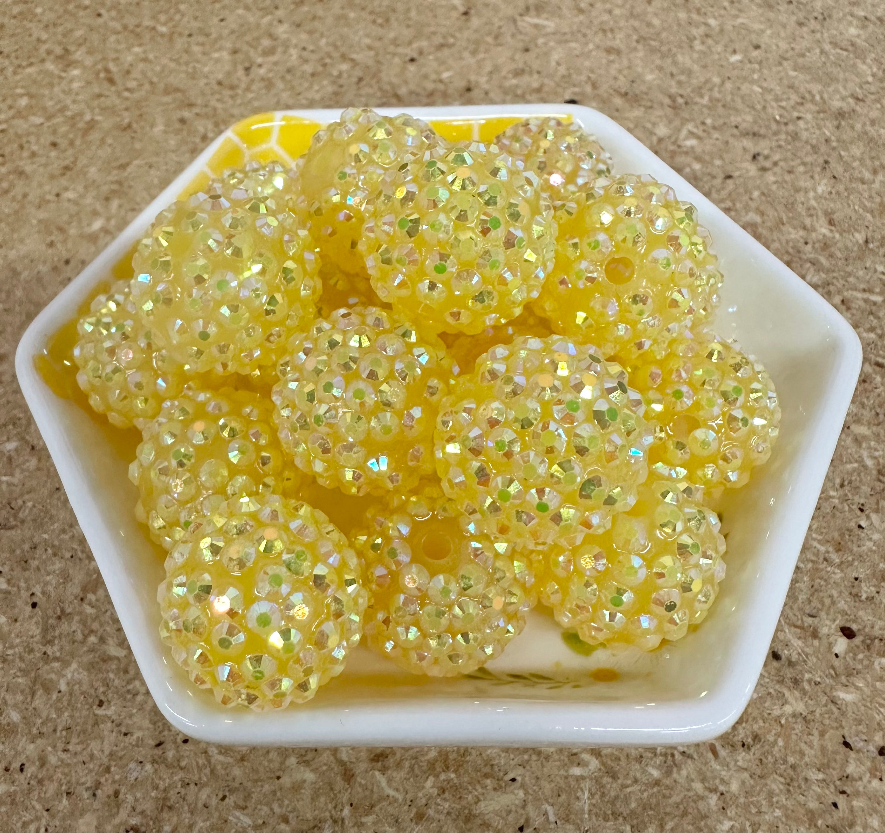 20mm Yellow Rhinestone Beads, 50 pcs