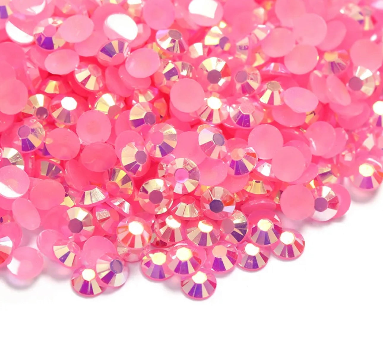 Resin Rhinestones, Light Rose AB Jelly