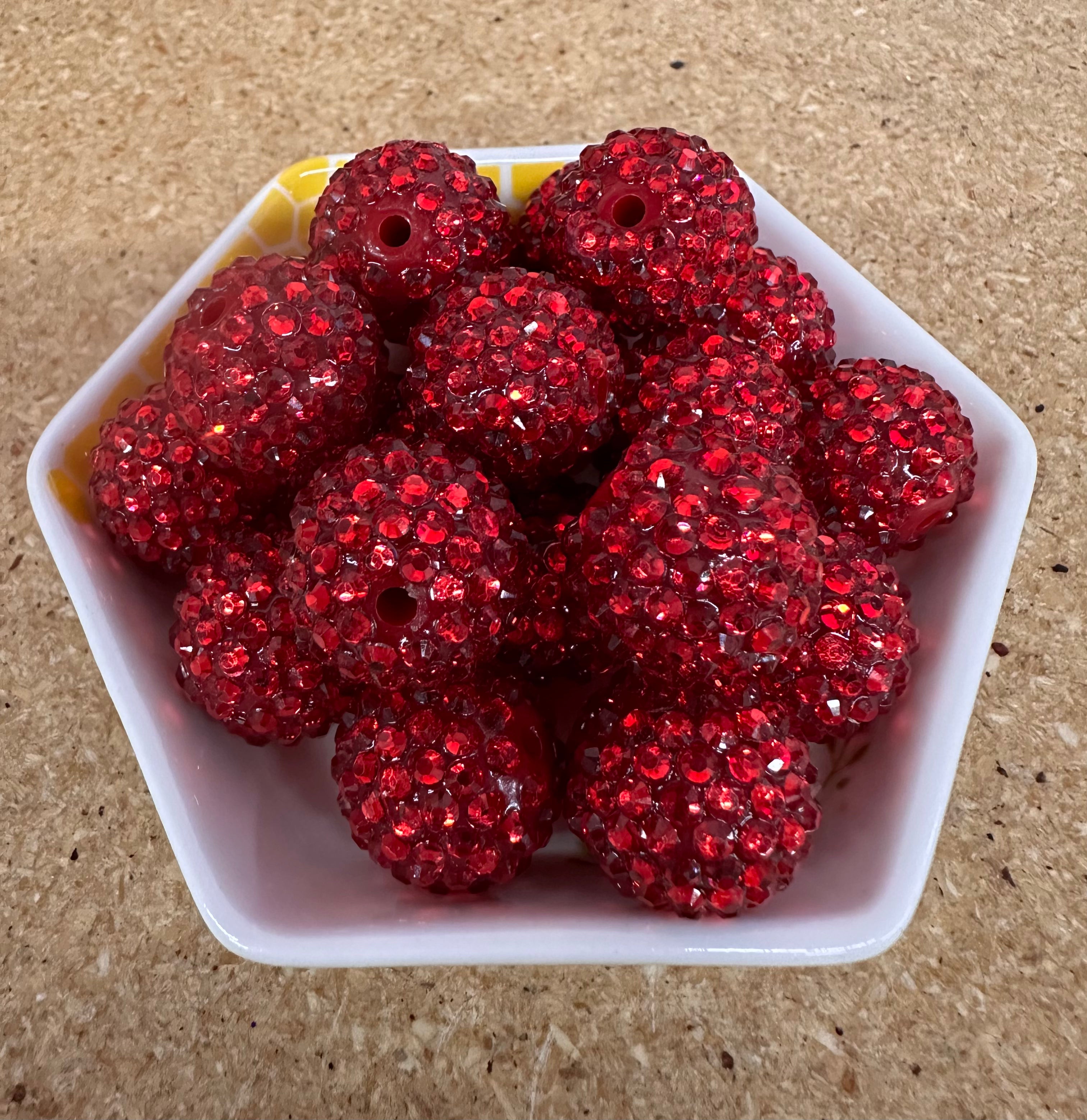 20mm Red Rhinestone Beads, 50 pcs