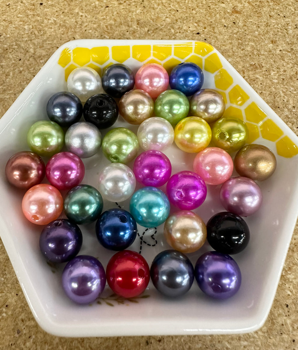 Acrylic Imitation Pearl Beads, Assorted Colors