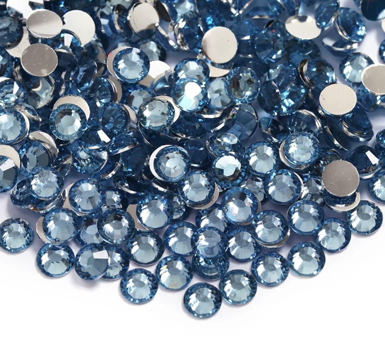Resin Rhinestones, Light Sapphire Silver Back